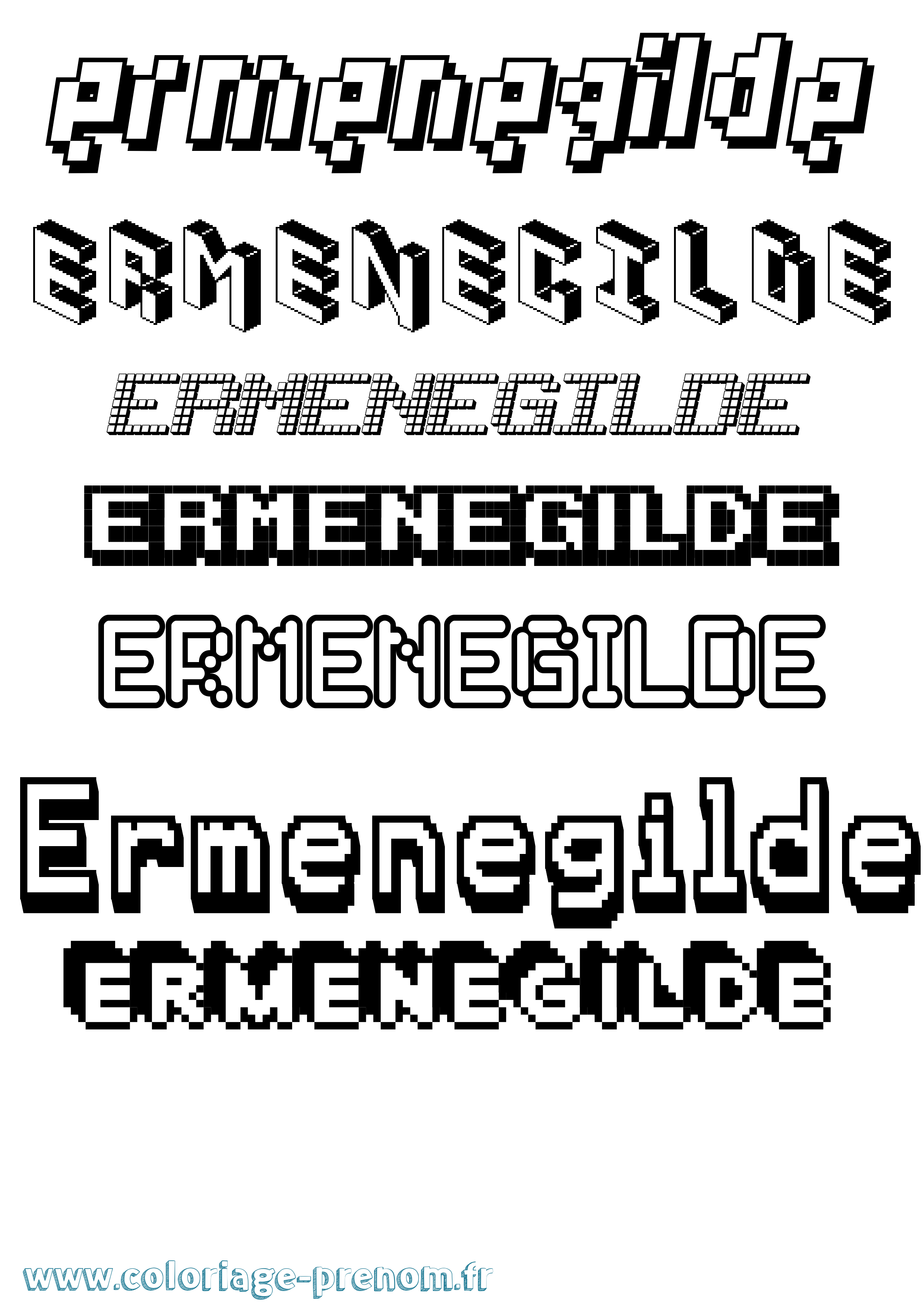 Coloriage Ermenegilde Pixel Coloriage prénom Ermenegilde Pixel