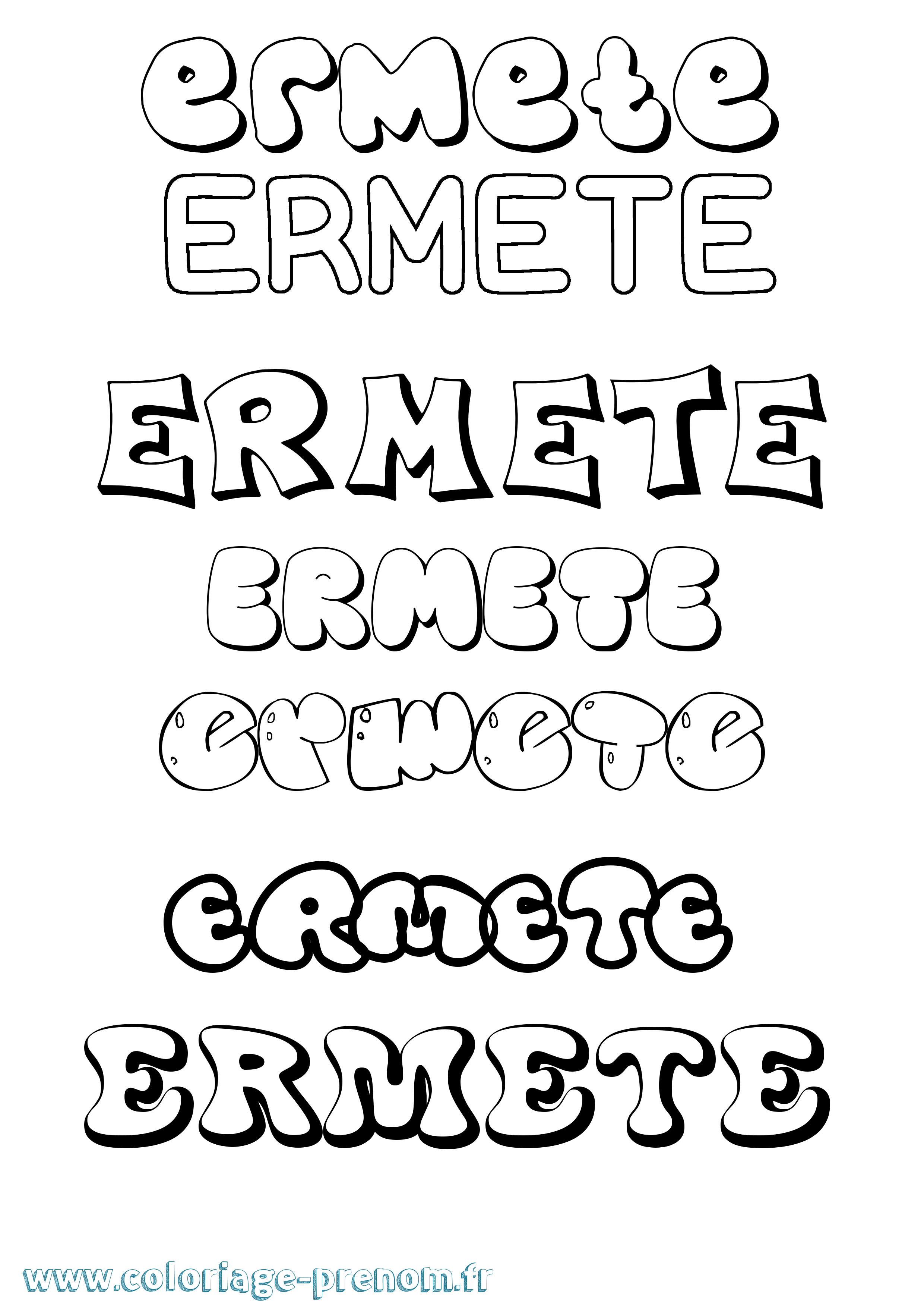 Coloriage Ermete Bubble Coloriage prénom Ermete Bubble