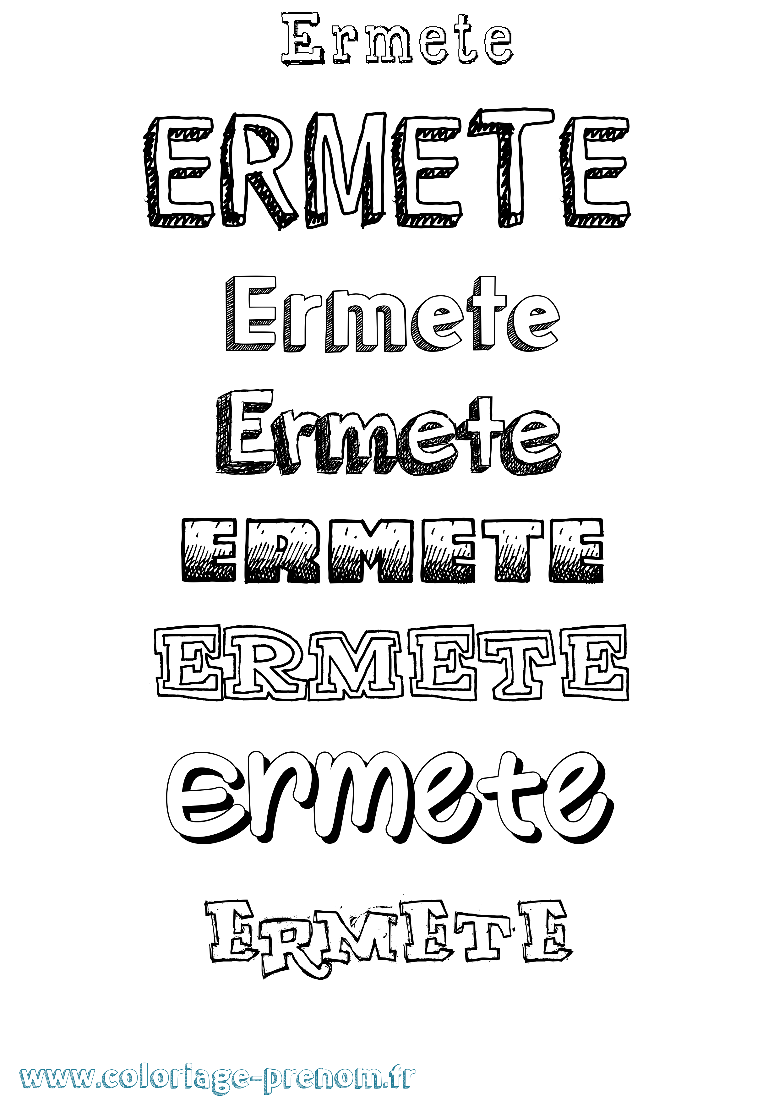 Coloriage Ermete Dessiné Coloriage prénom Ermete Dessiné