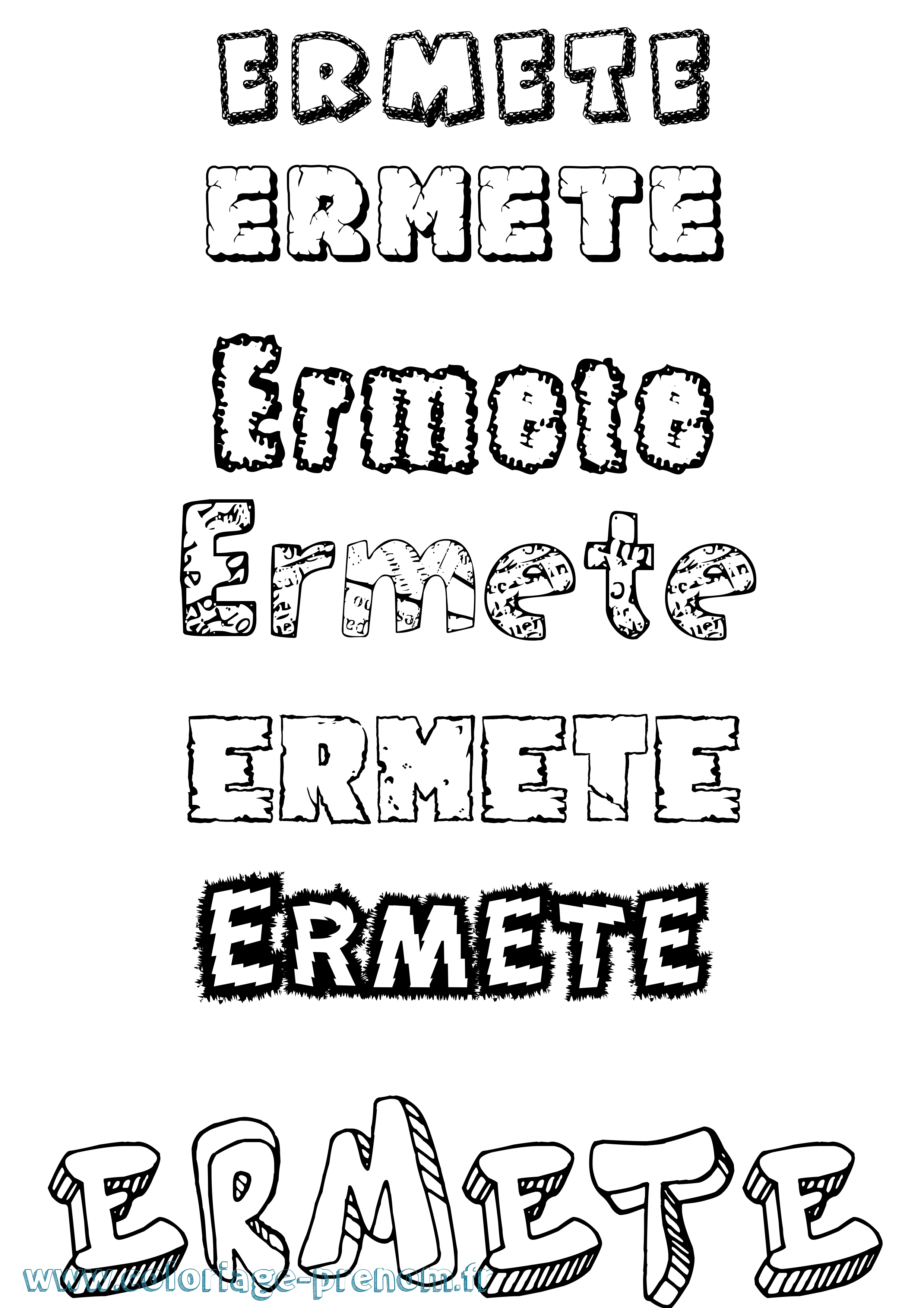 Coloriage Ermete Destructuré Coloriage prénom Ermete Destructuré