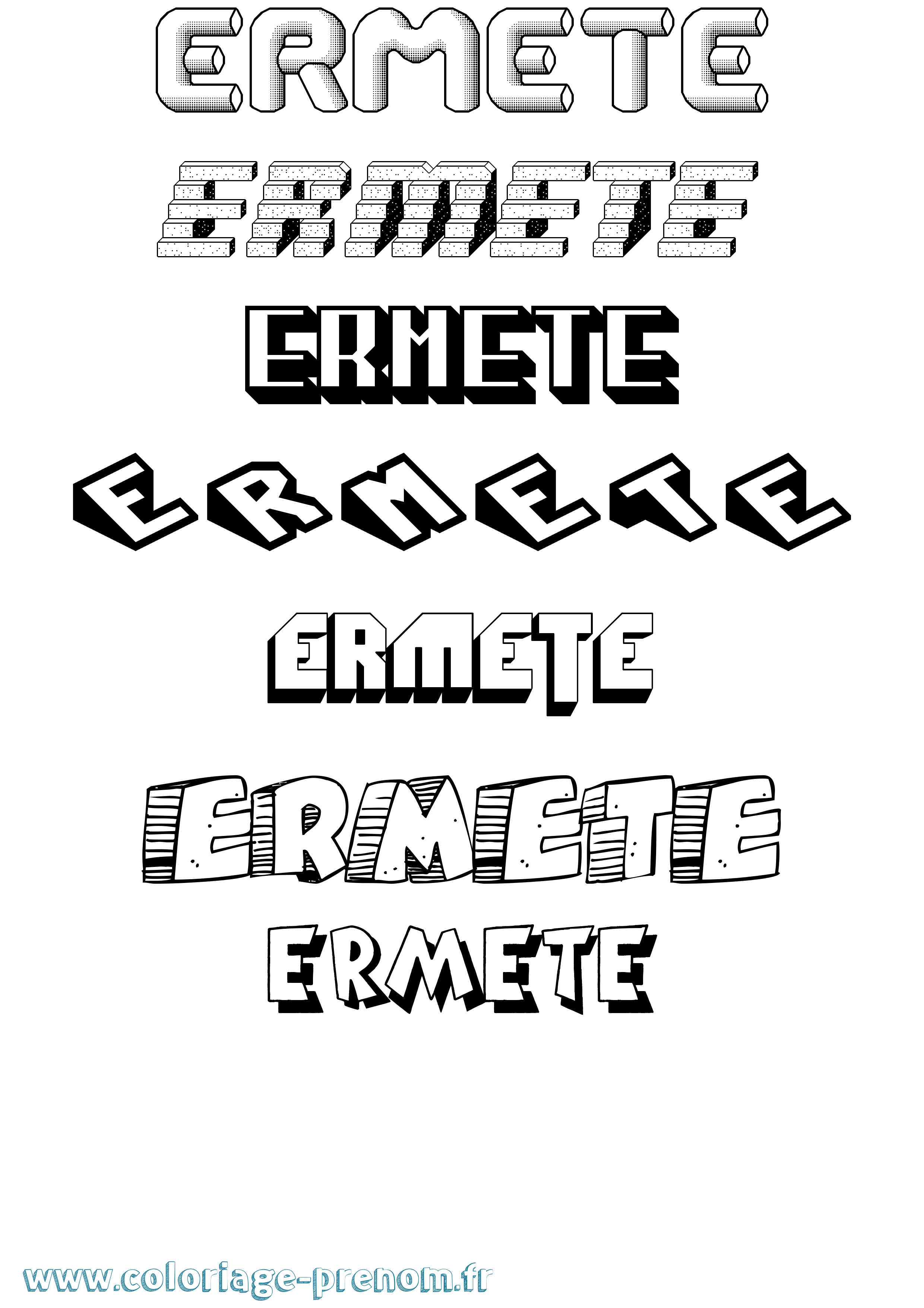 Coloriage Ermete Effet 3D Coloriage prénom Ermete Effet 3D
