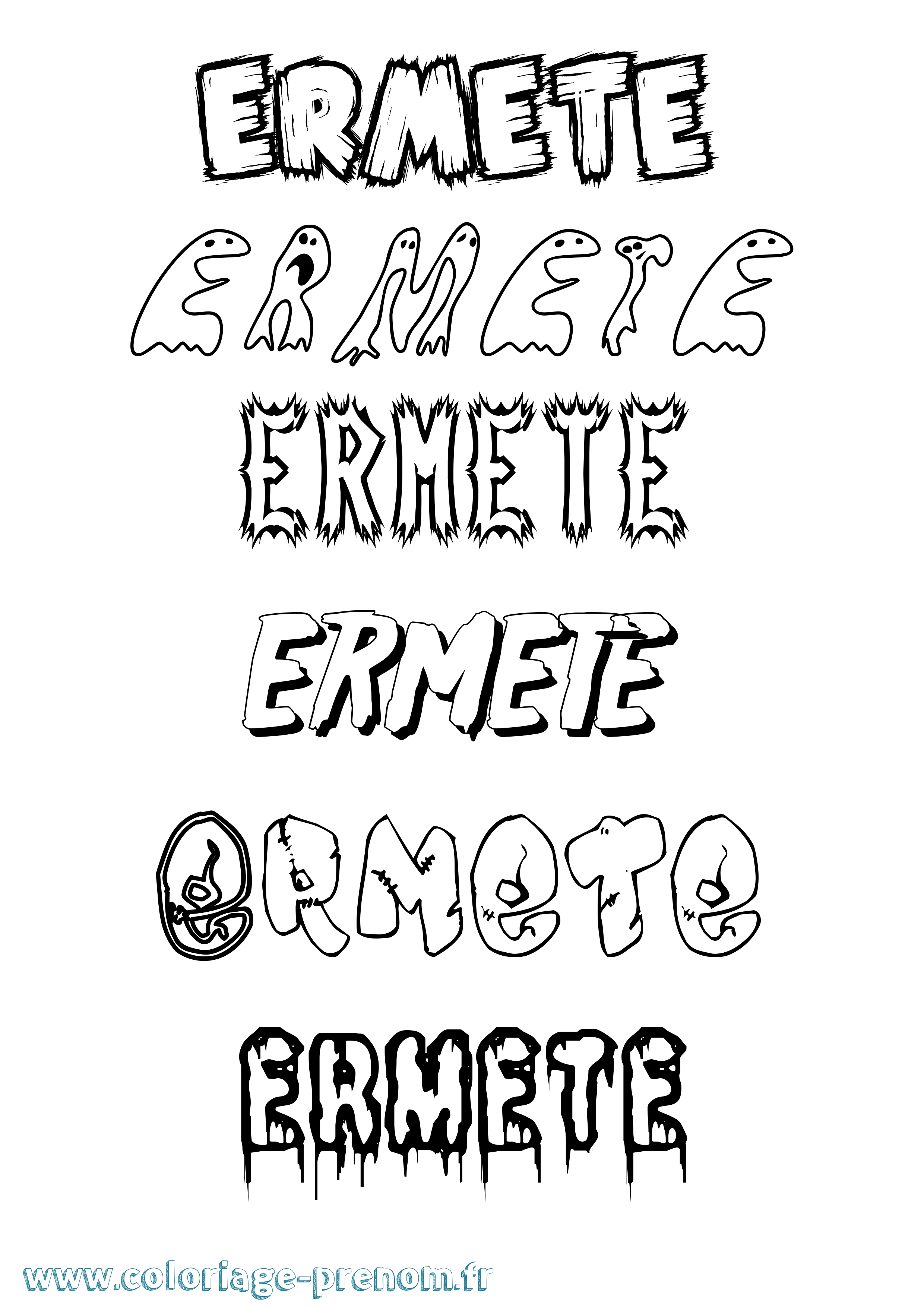 Coloriage Ermete Frisson Coloriage prénom Ermete Frisson