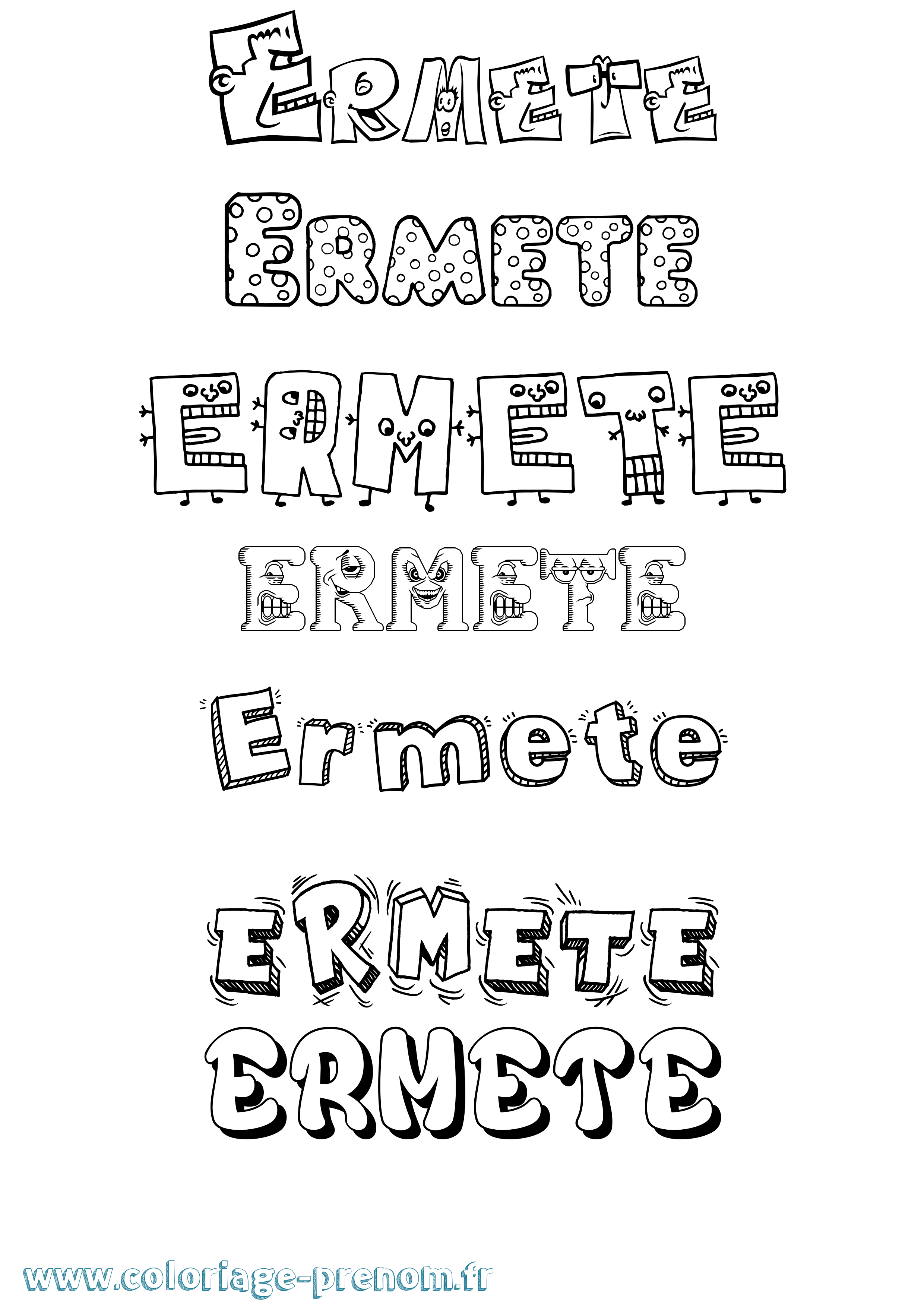 Coloriage Ermete Fun Coloriage prénom Ermete Fun
