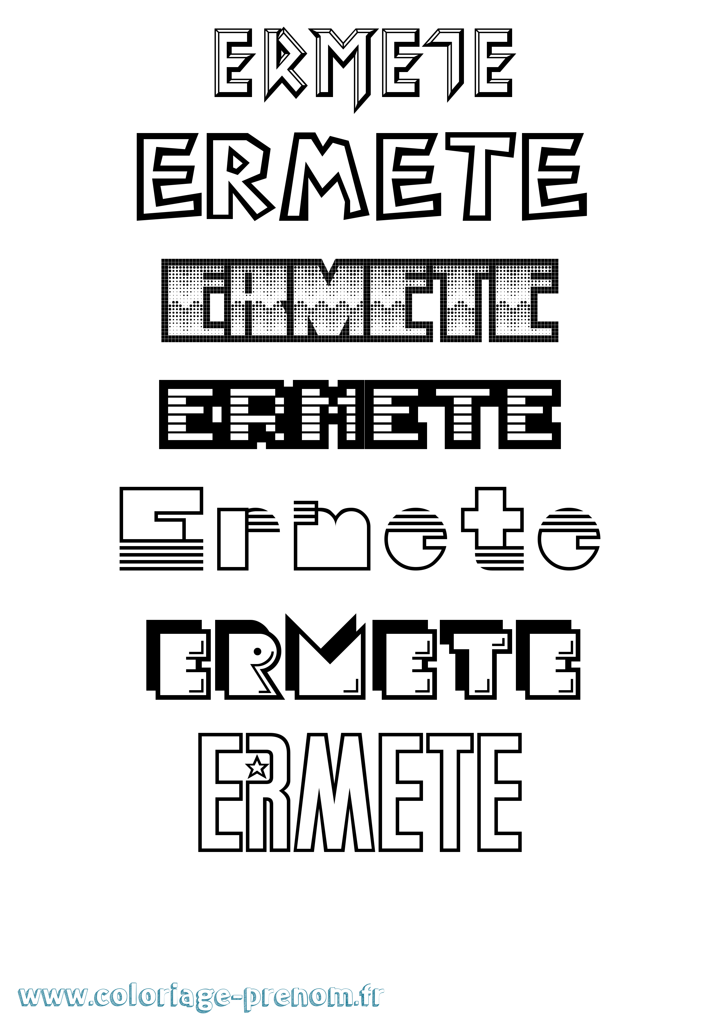 Coloriage Ermete Jeux Vidéos Coloriage prénom Ermete Jeux Vidéos