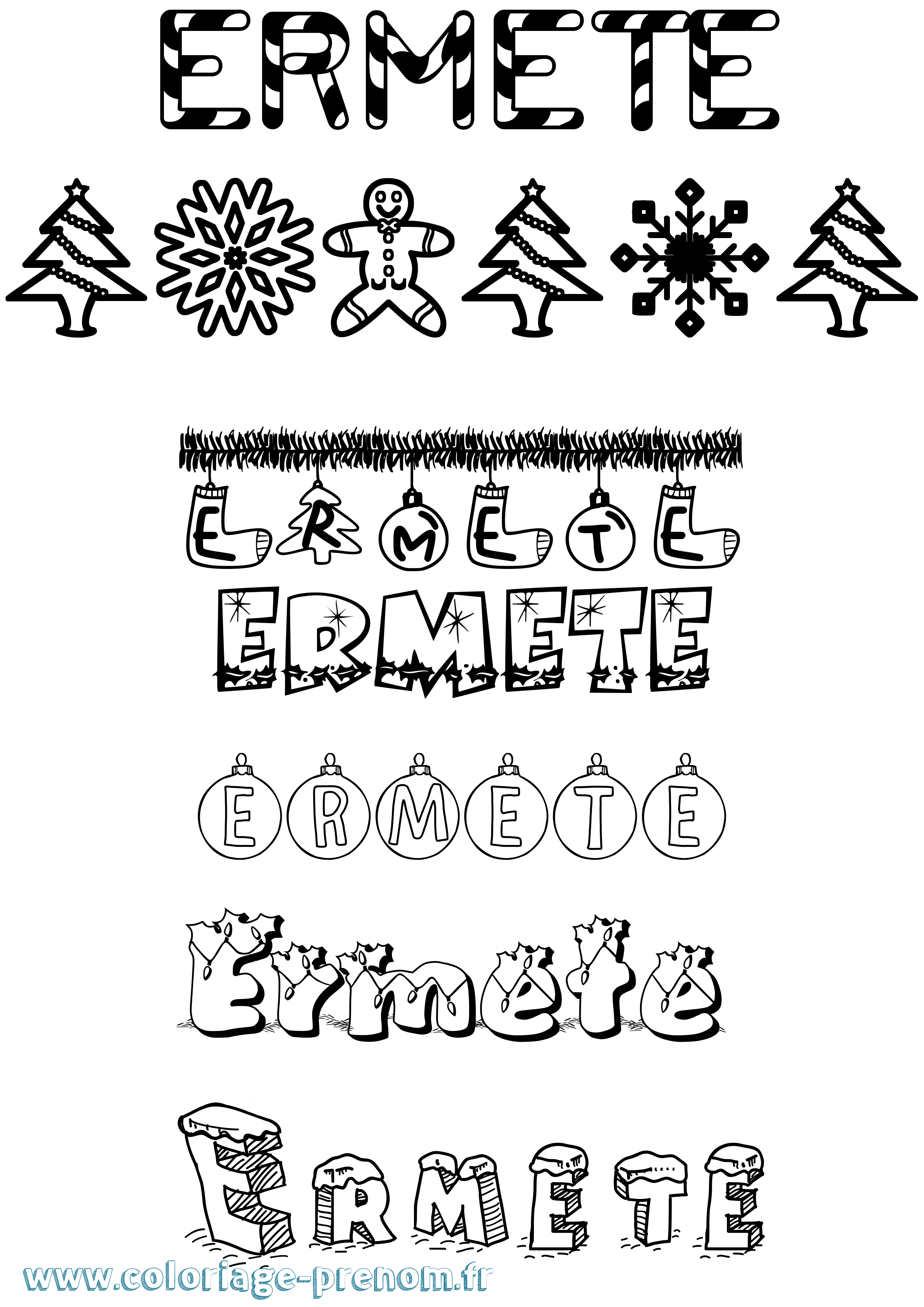 Coloriage Ermete Noël Coloriage prénom Ermete Noël