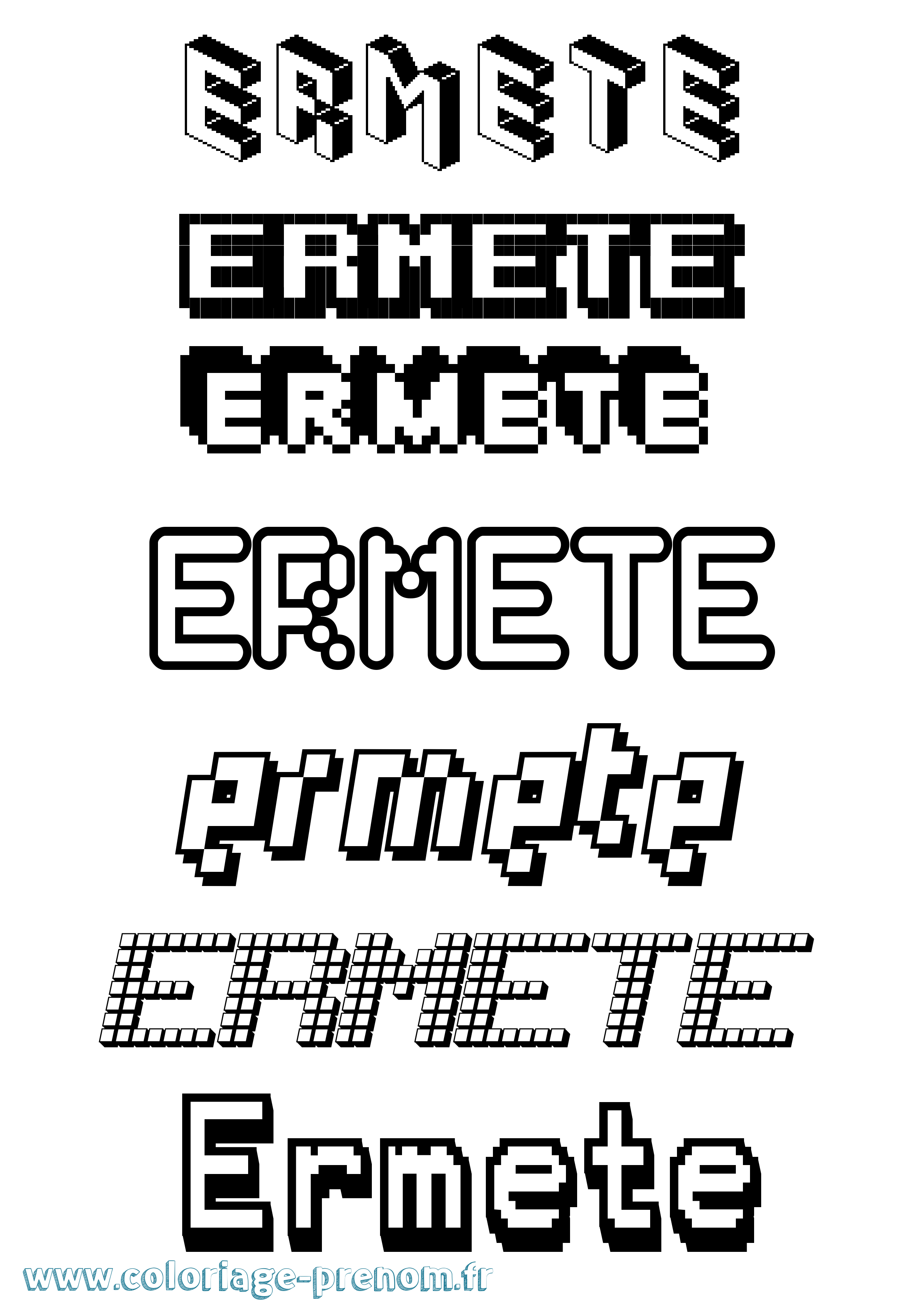 Coloriage Ermete Pixel Coloriage prénom Ermete Pixel