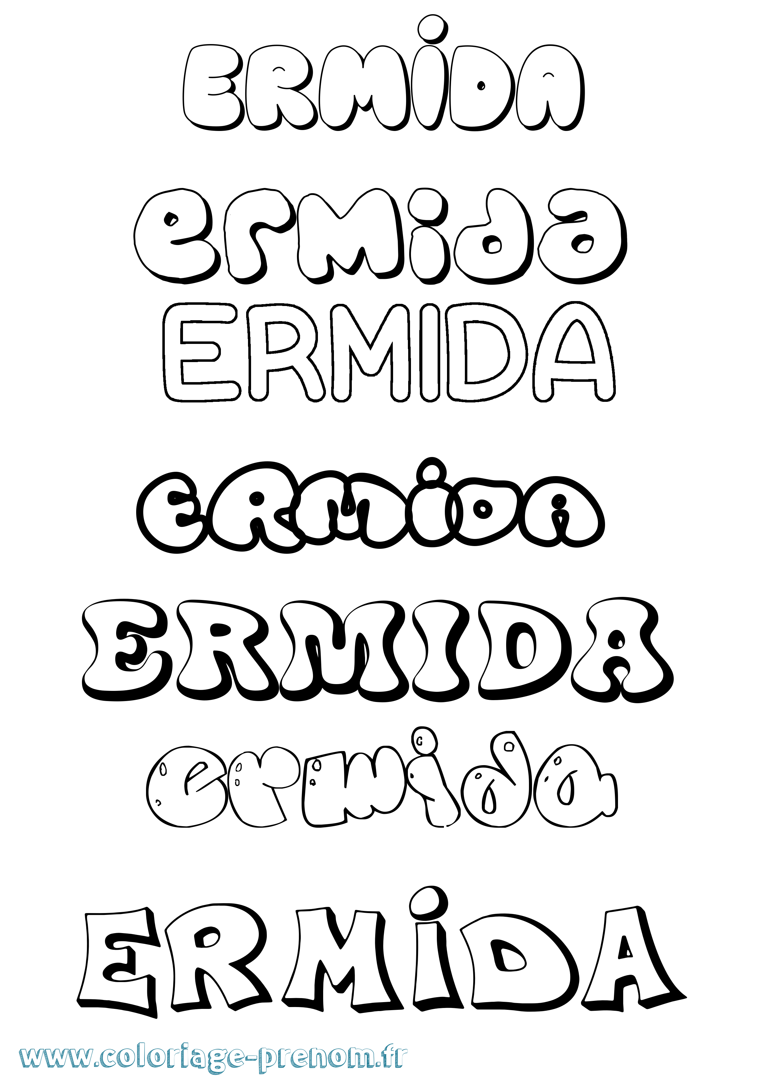 Coloriage Ermida Bubble Coloriage prénom Ermida Bubble