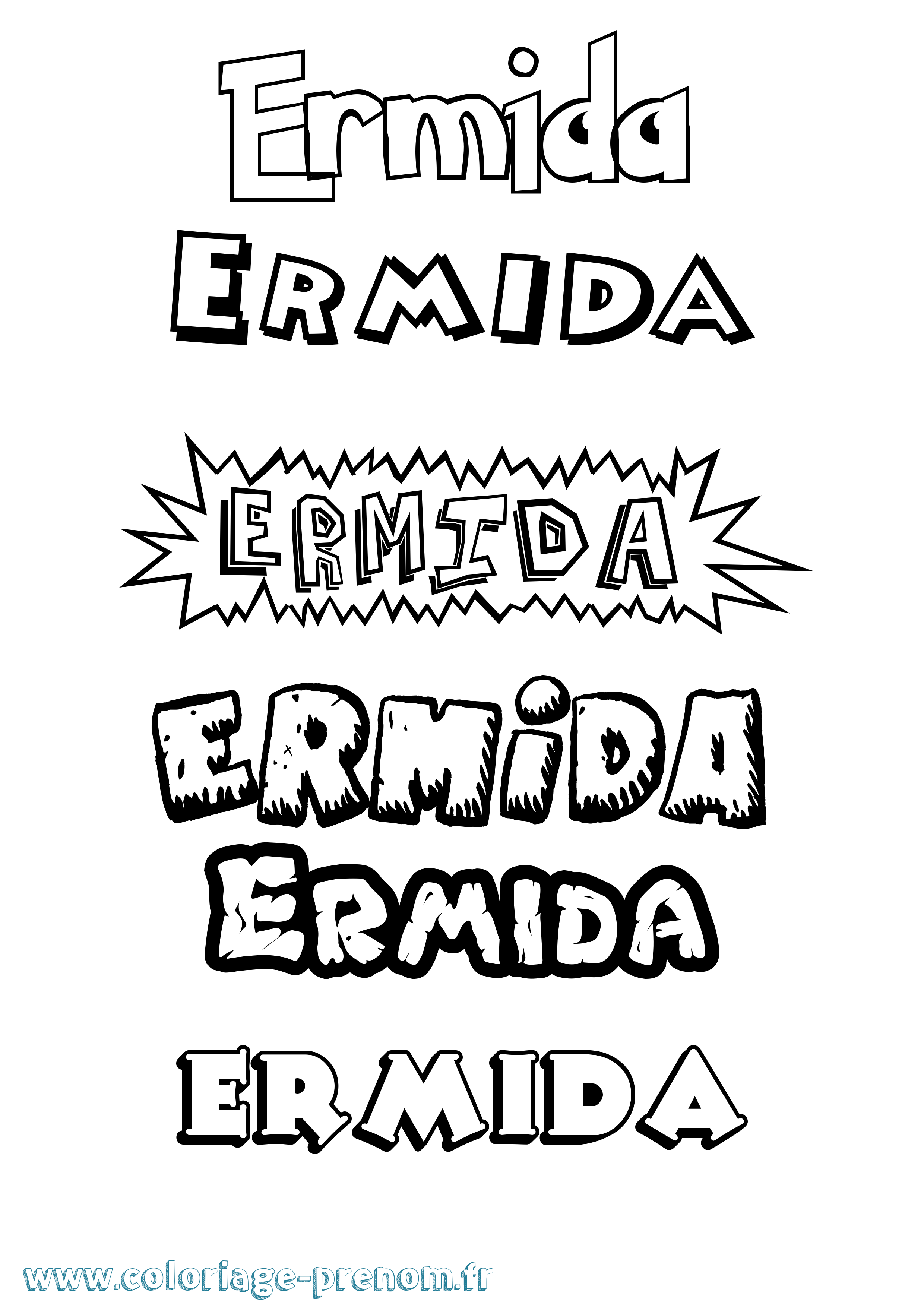 Coloriage Ermida Dessin Animé Coloriage prénom Ermida Dessin Animé