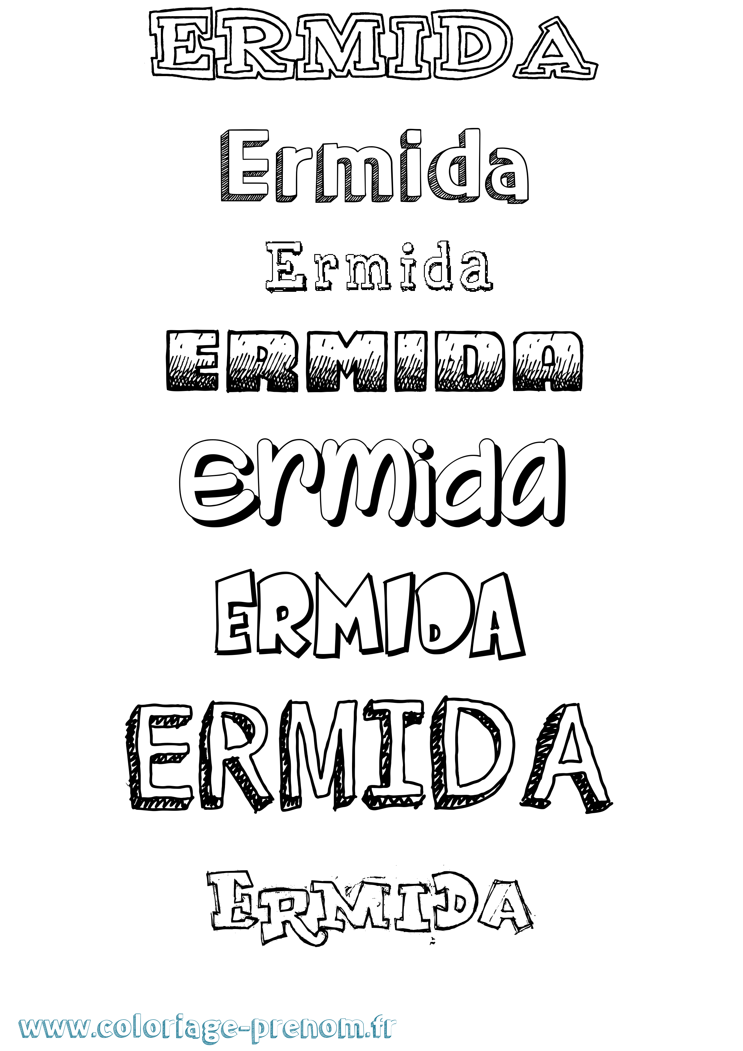 Coloriage Ermida Dessiné Coloriage prénom Ermida Dessiné
