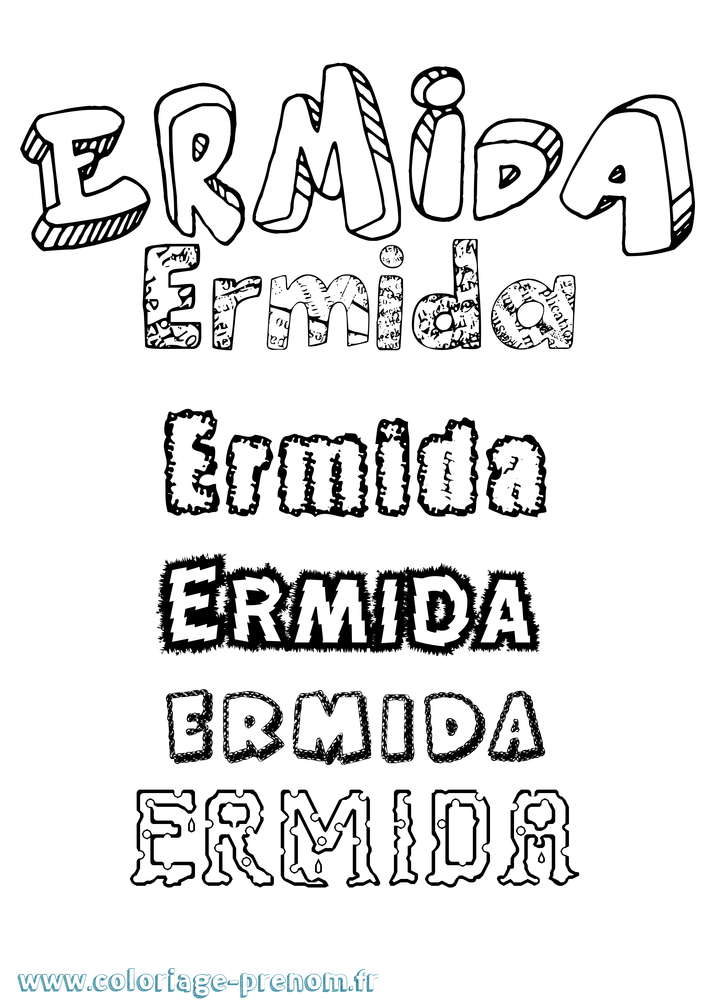 Coloriage Ermida Destructuré Coloriage prénom Ermida Destructuré