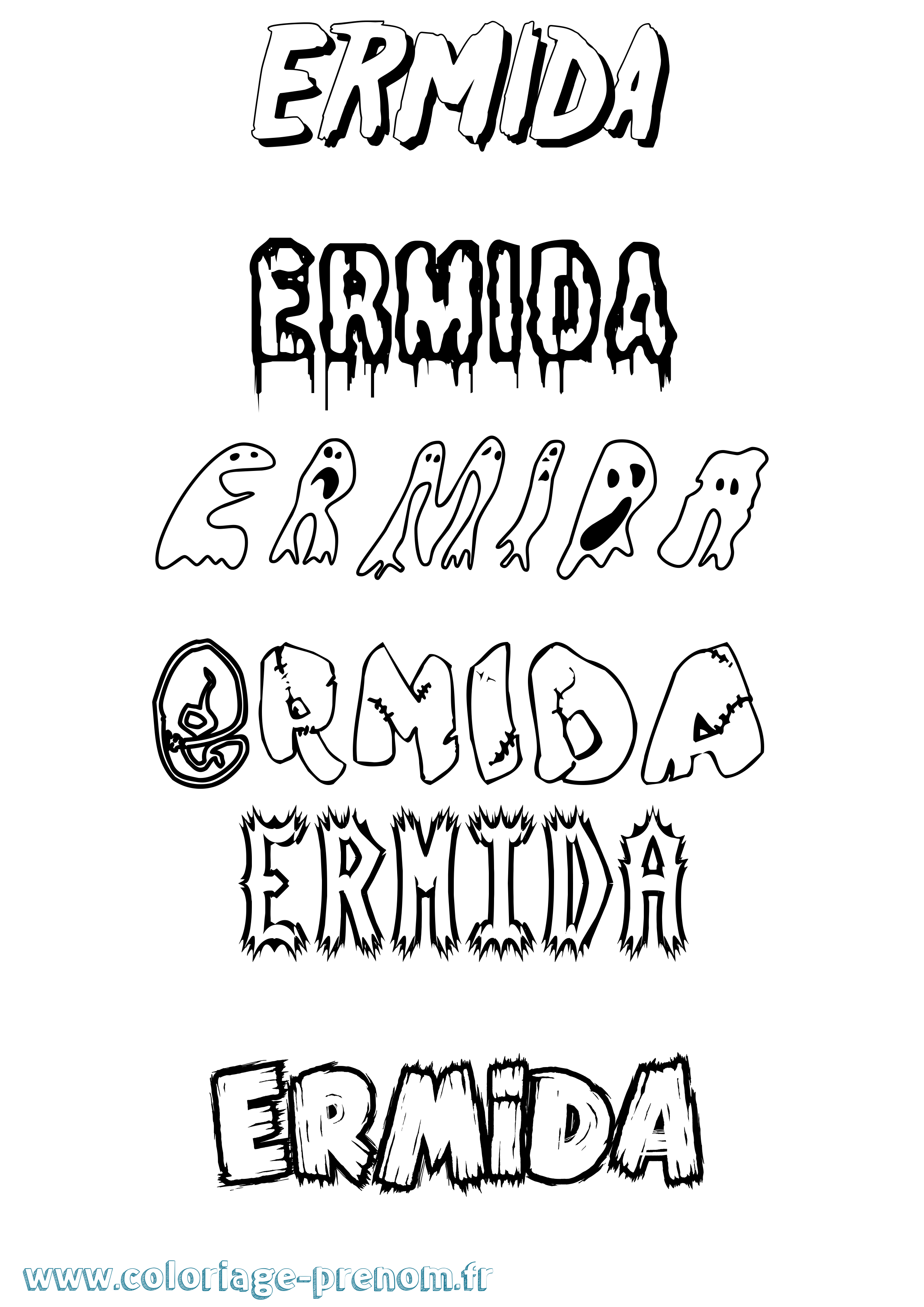 Coloriage Ermida Frisson Coloriage prénom Ermida Frisson