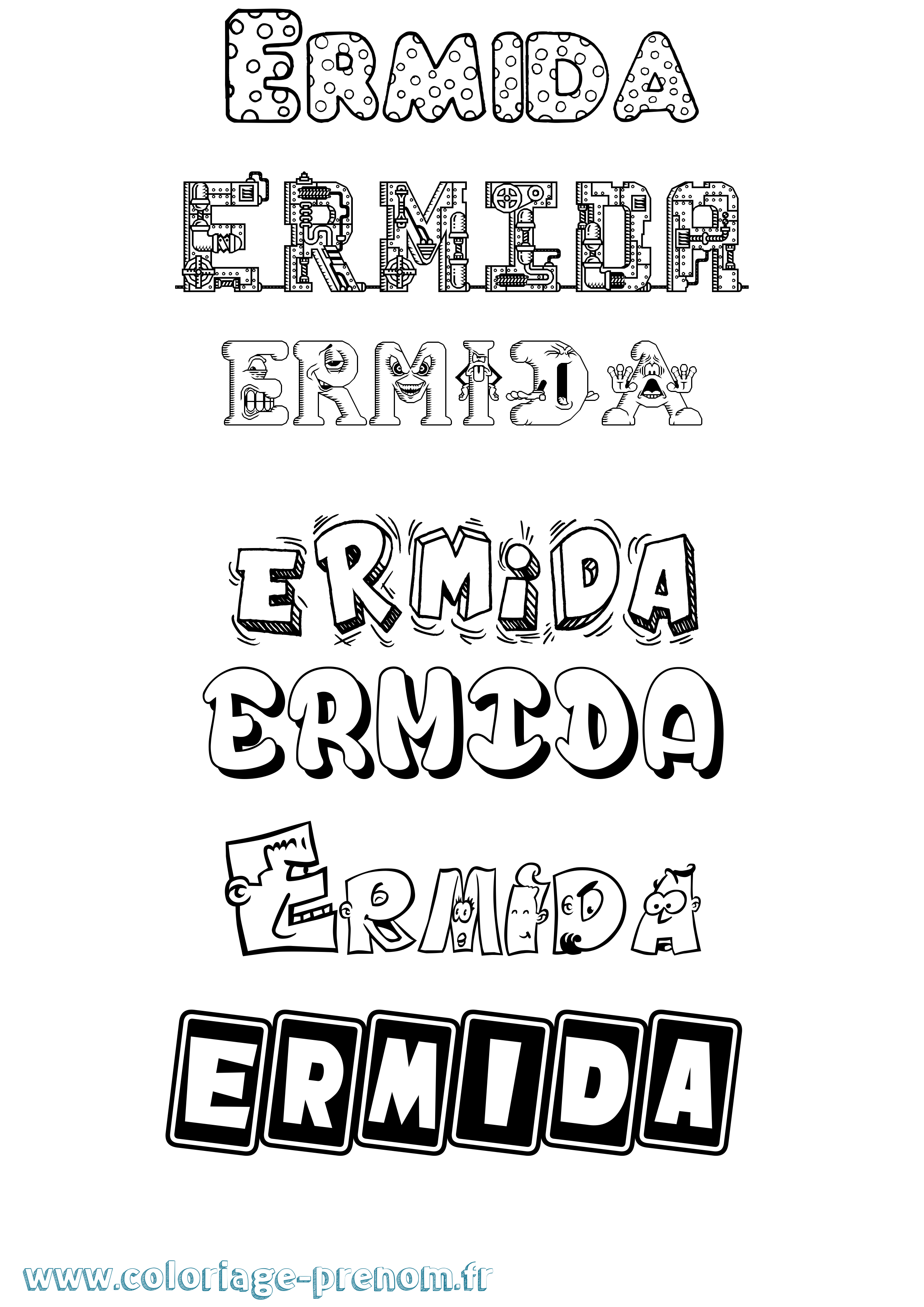 Coloriage Ermida Fun Coloriage prénom Ermida Fun