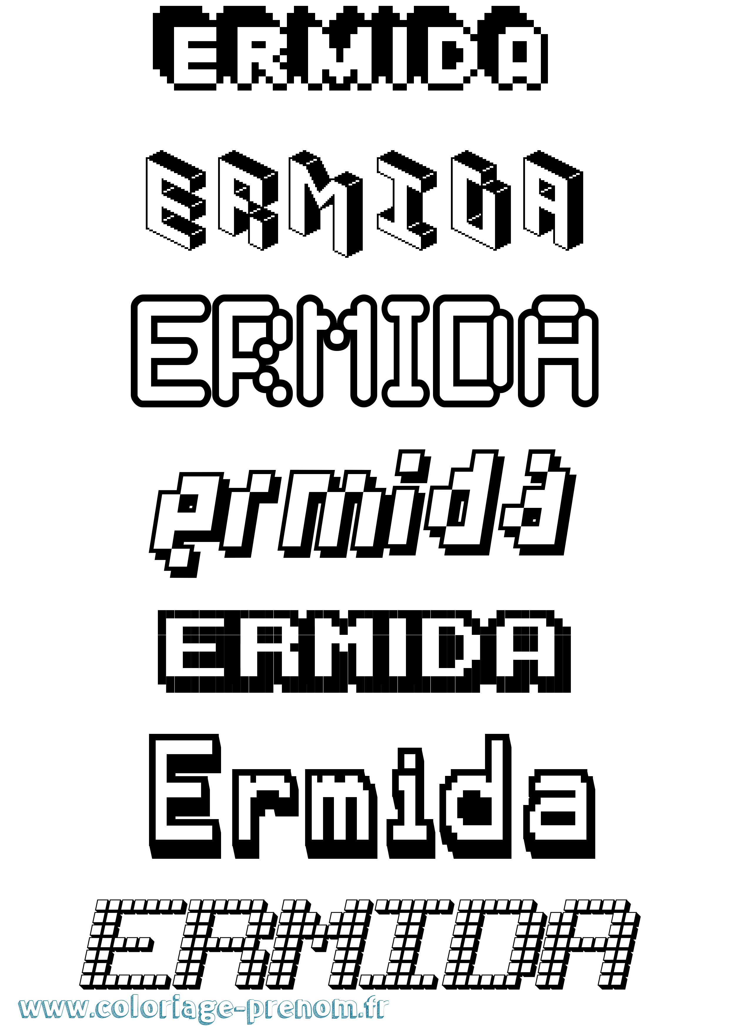 Coloriage Ermida Pixel Coloriage prénom Ermida Pixel