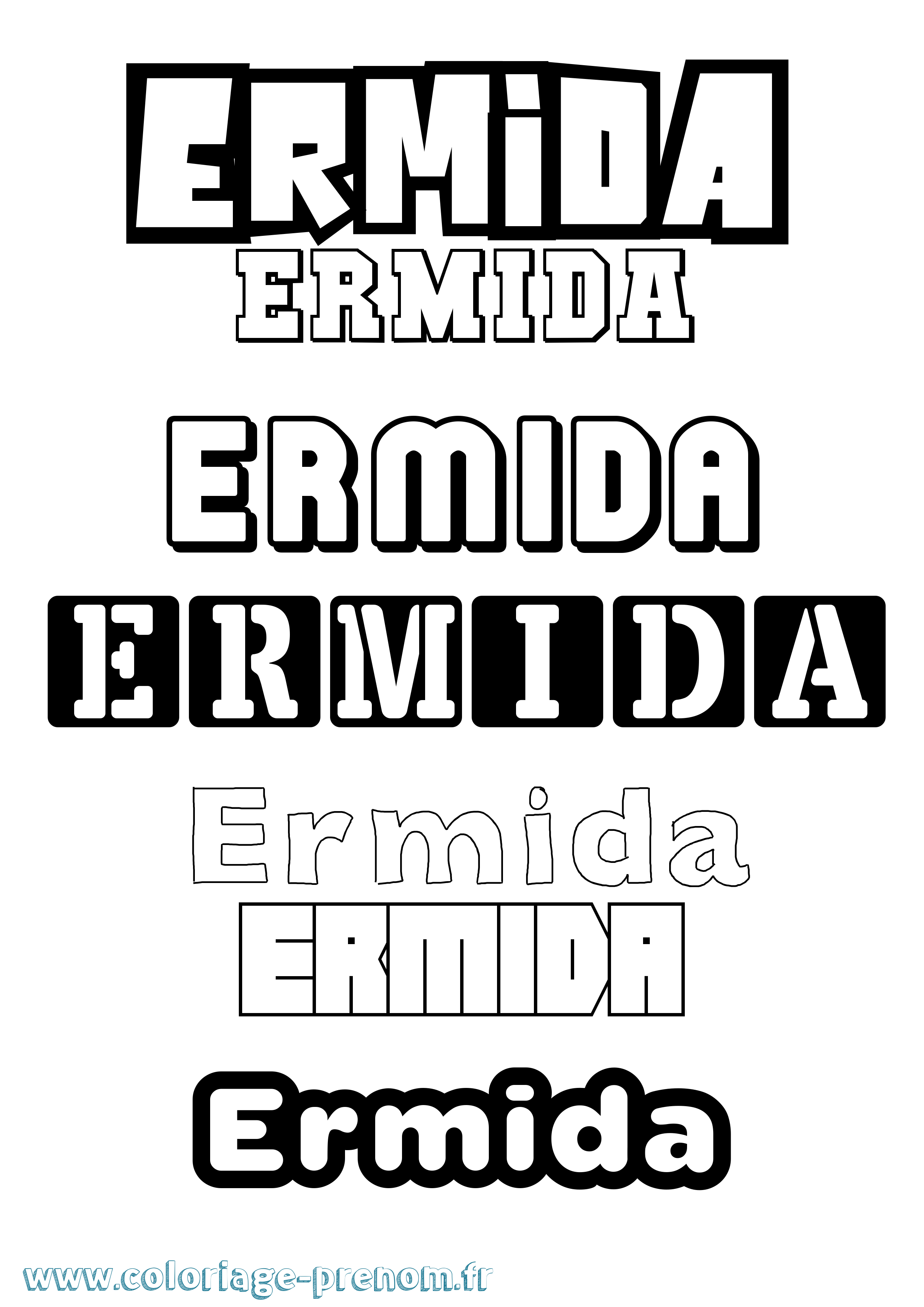 Coloriage Ermida Simple Coloriage prénom Ermida Simple