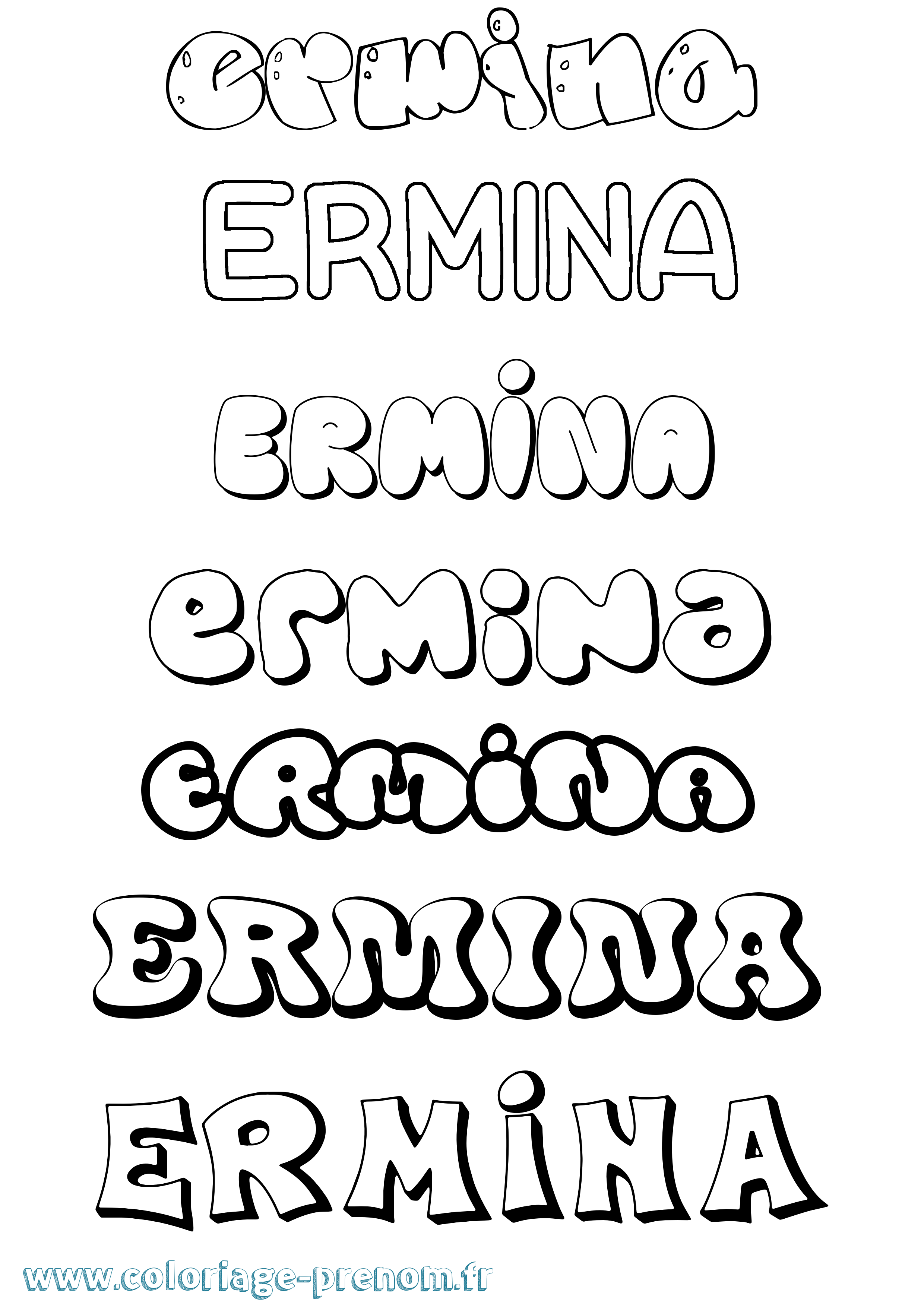 Coloriage Ermina Bubble Coloriage prénom Ermina Bubble