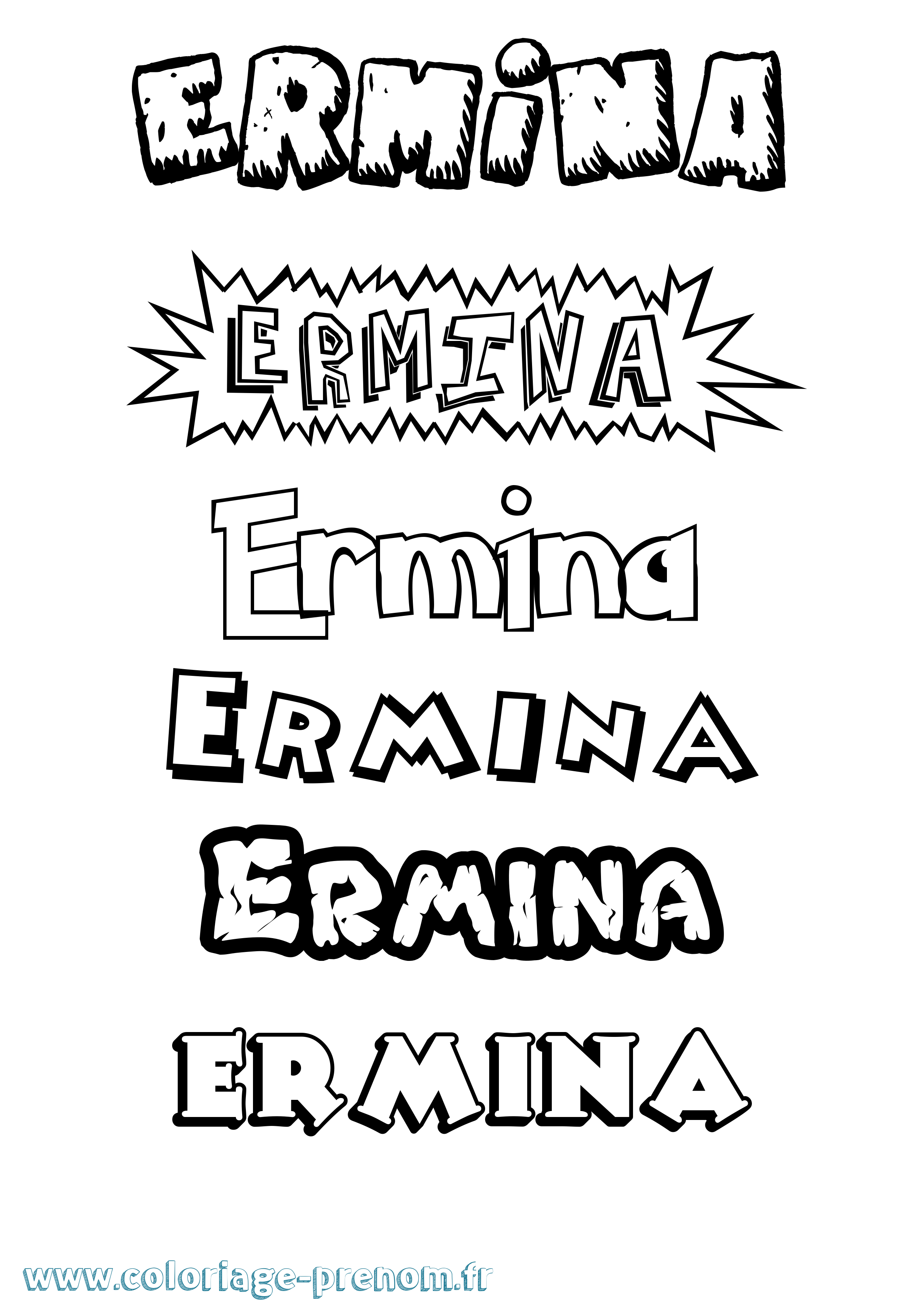Coloriage Ermina Dessin Animé Coloriage prénom Ermina Dessin Animé