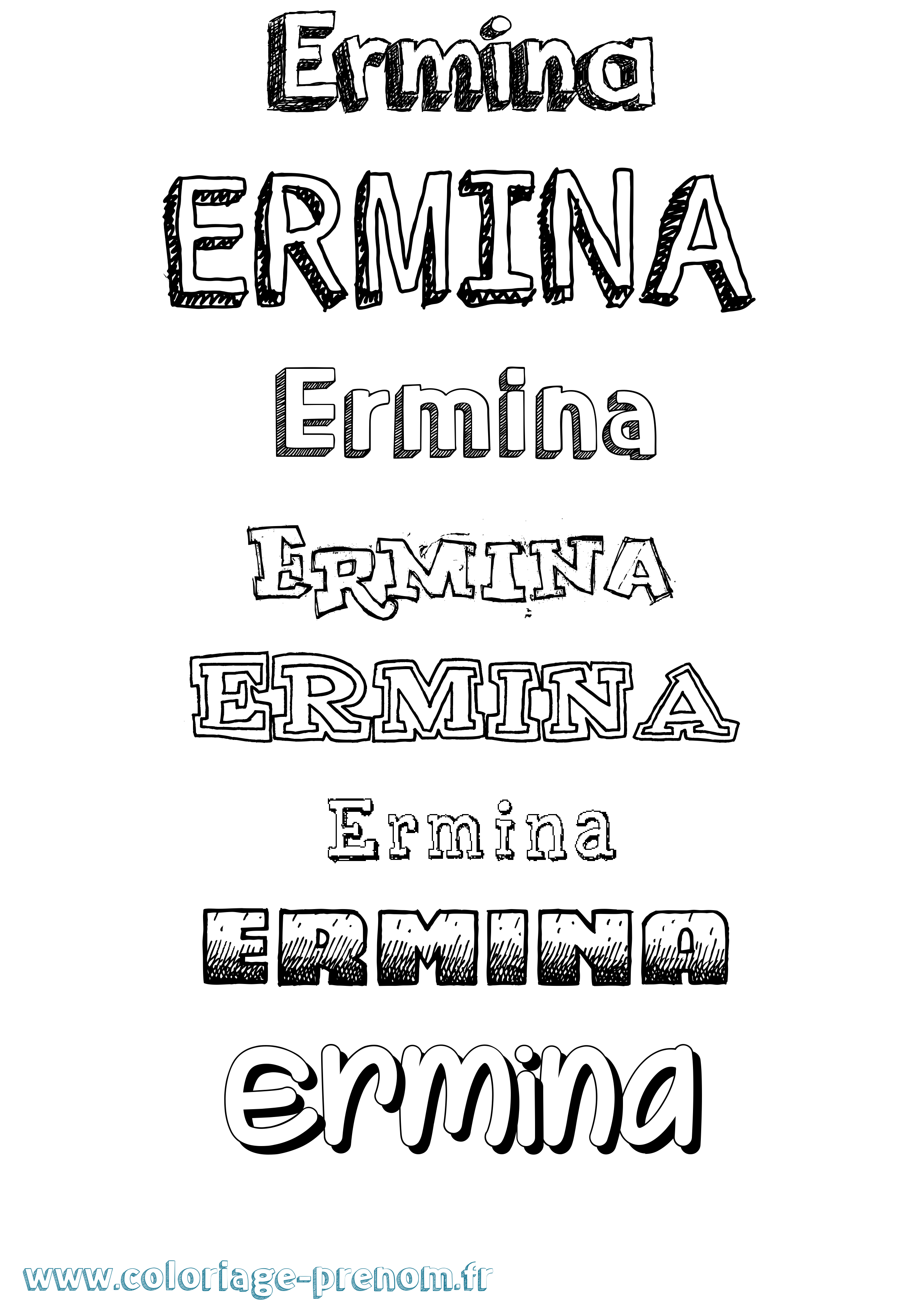 Coloriage Ermina Dessiné Coloriage prénom Ermina Dessiné
