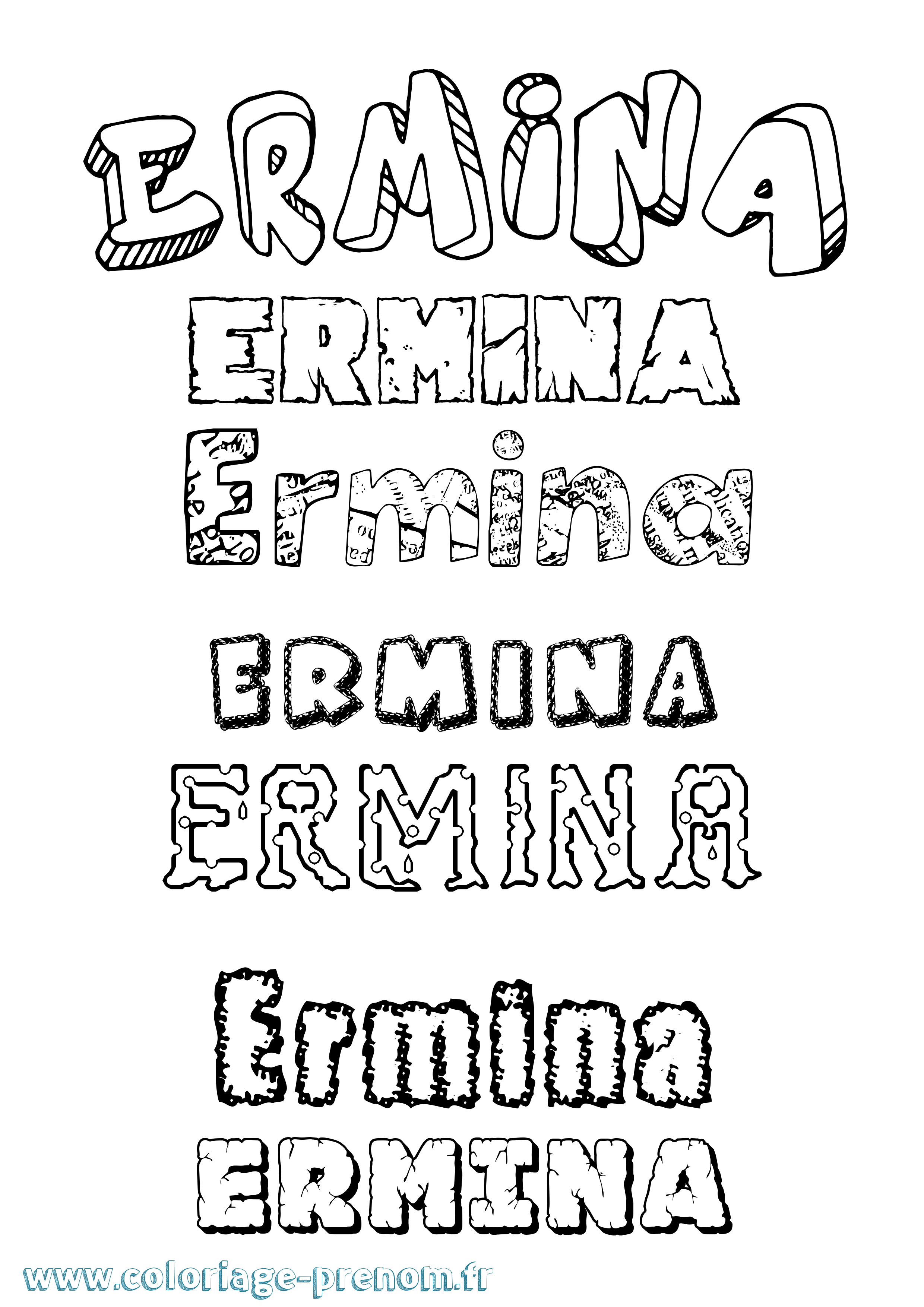 Coloriage Ermina Destructuré Coloriage prénom Ermina Destructuré