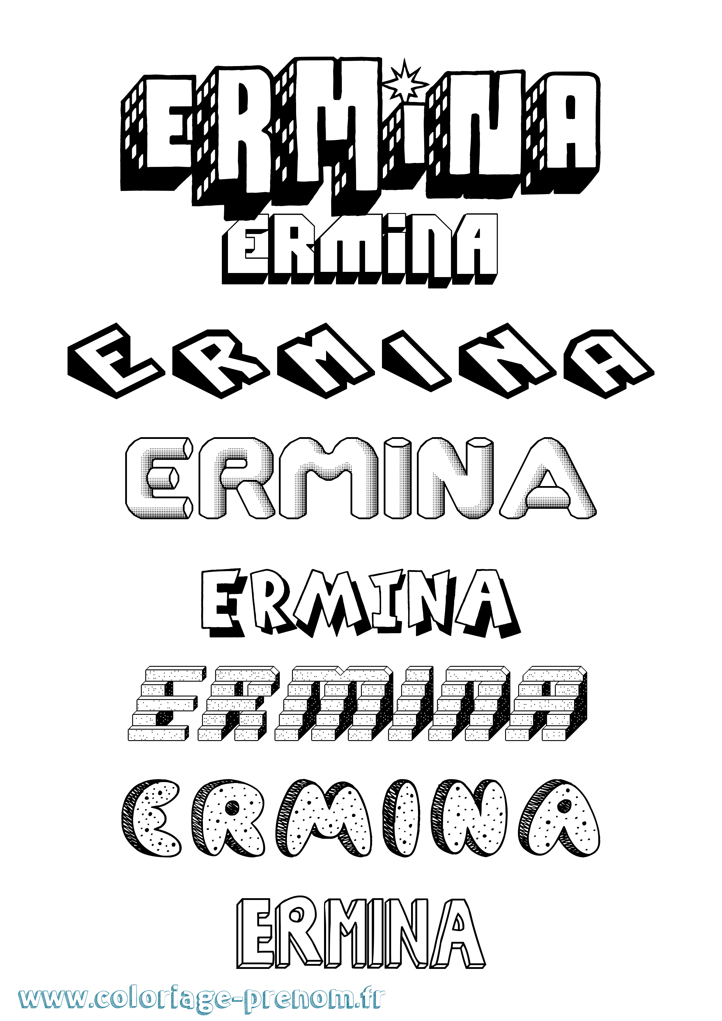 Coloriage Ermina Effet 3D Coloriage prénom Ermina Effet 3D