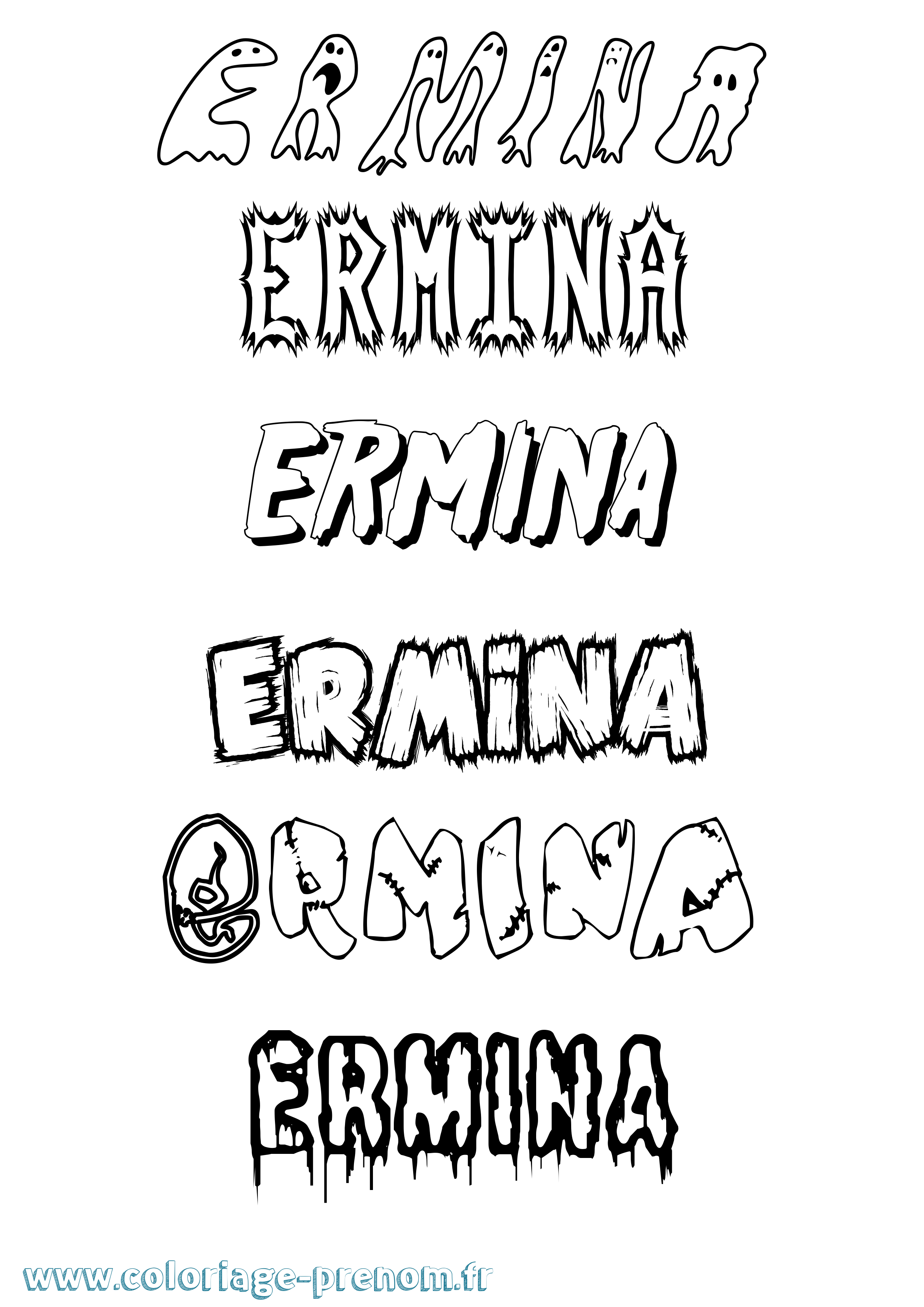 Coloriage Ermina Frisson Coloriage prénom Ermina Frisson
