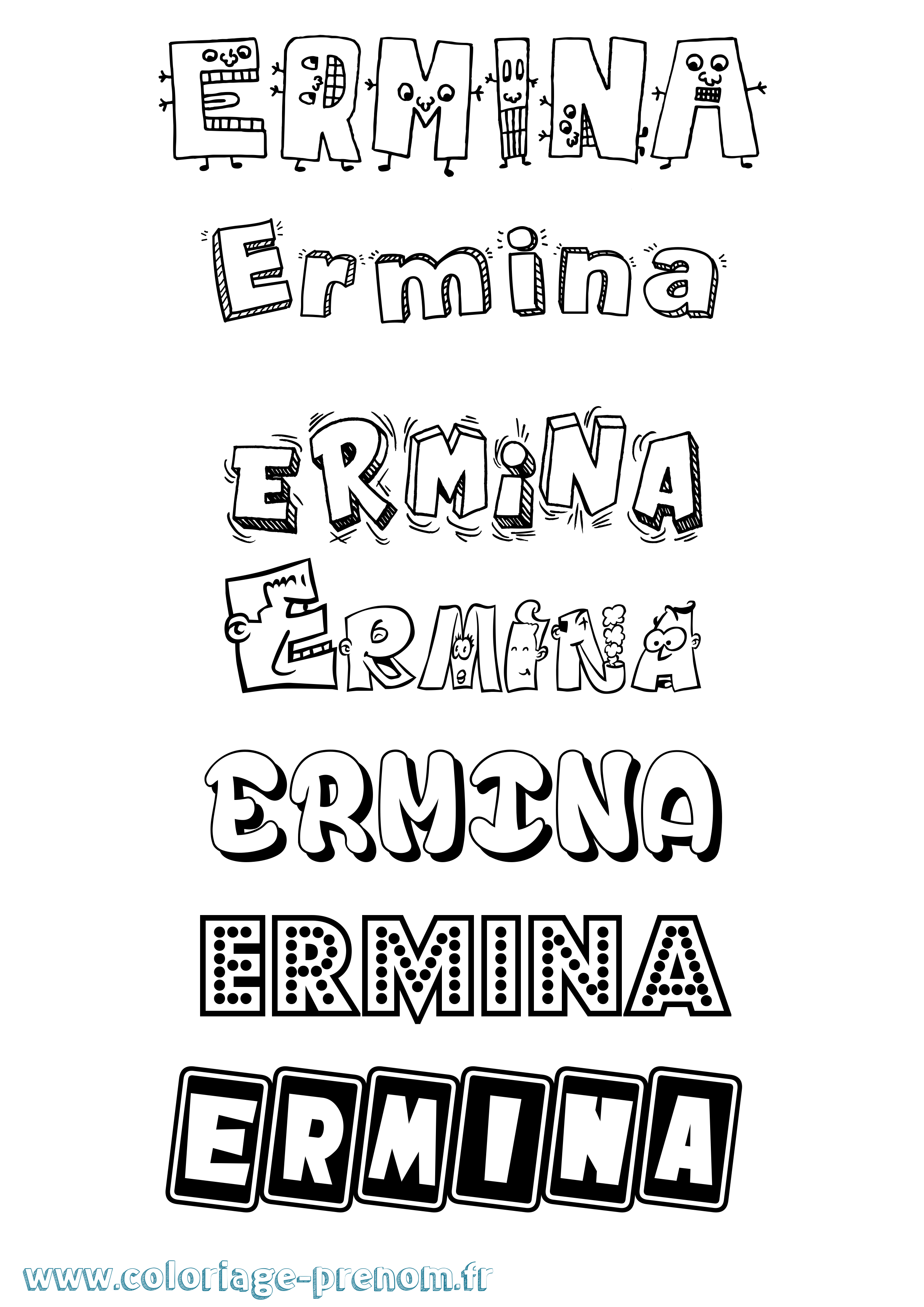 Coloriage Ermina Fun Coloriage prénom Ermina Fun