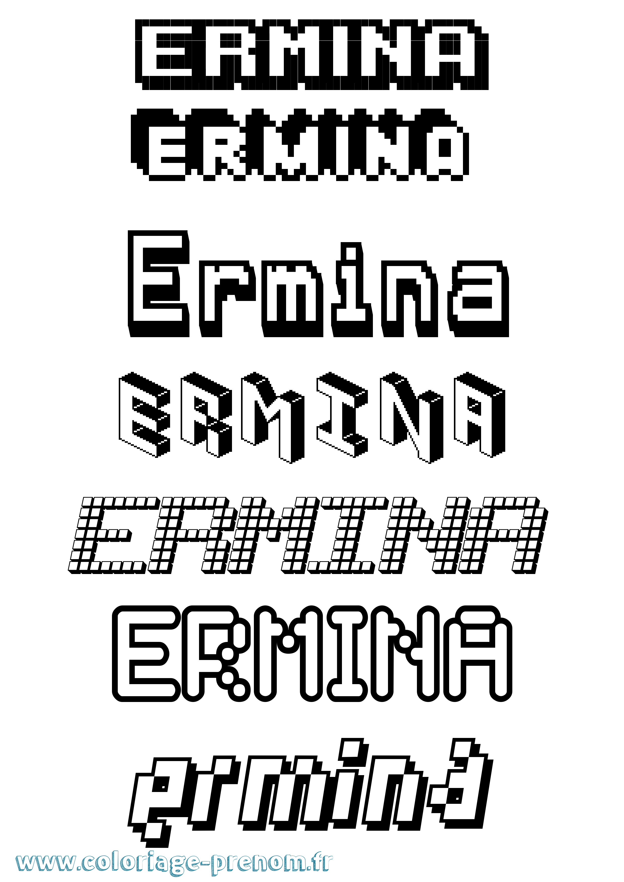 Coloriage Ermina Pixel Coloriage prénom Ermina Pixel