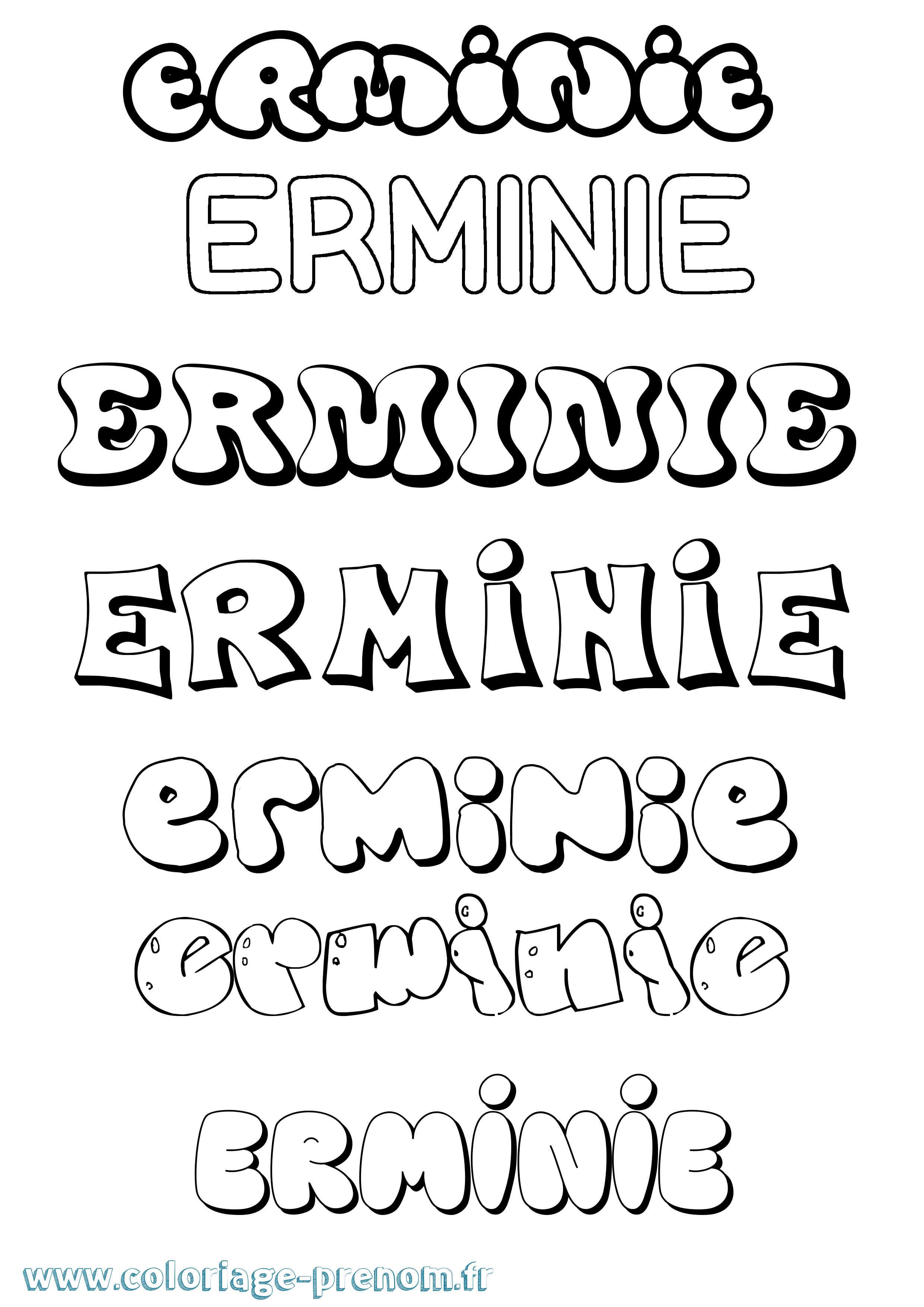 Coloriage Erminie Bubble Coloriage prénom Erminie Bubble