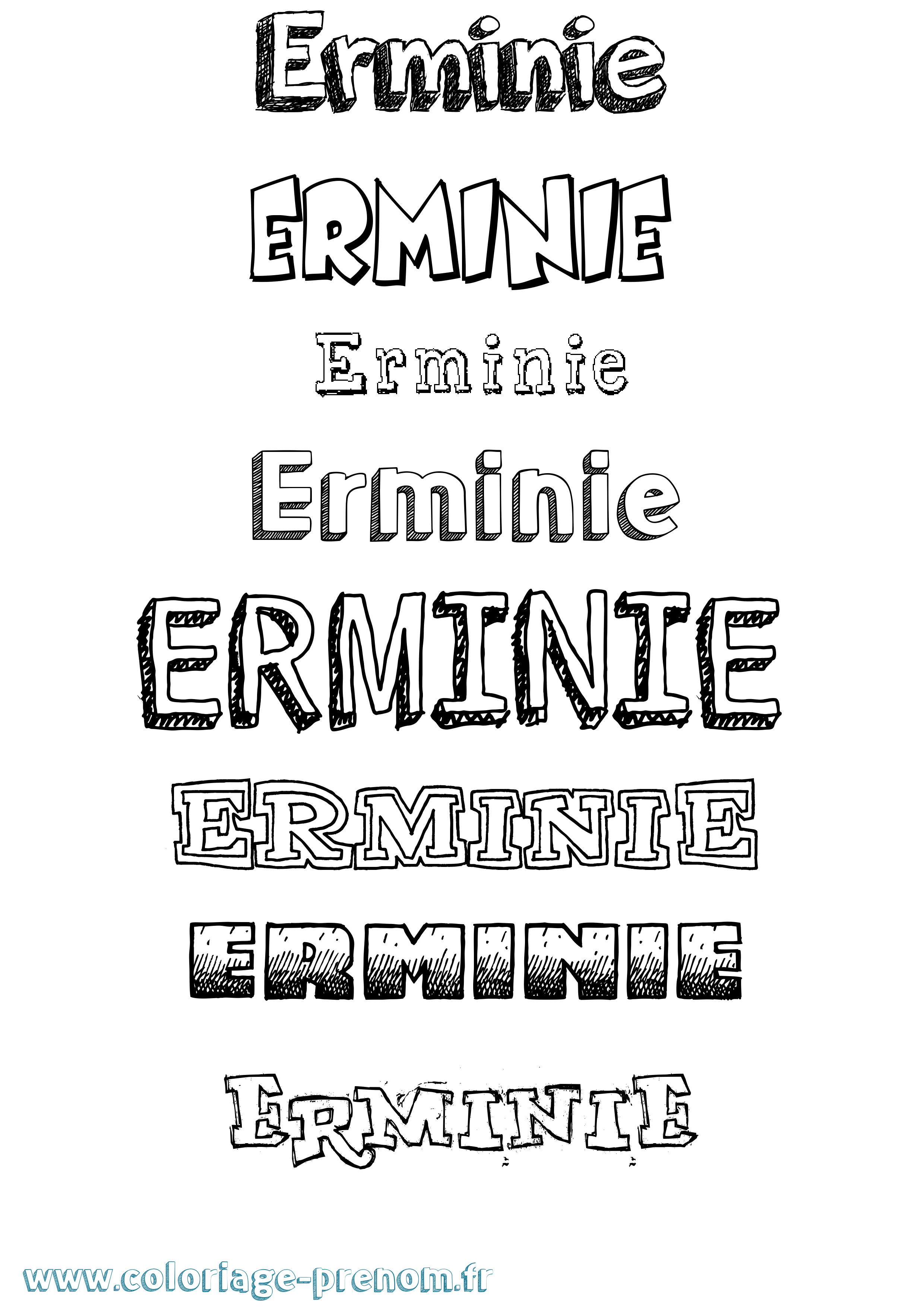 Coloriage Erminie Dessiné Coloriage prénom Erminie Dessiné