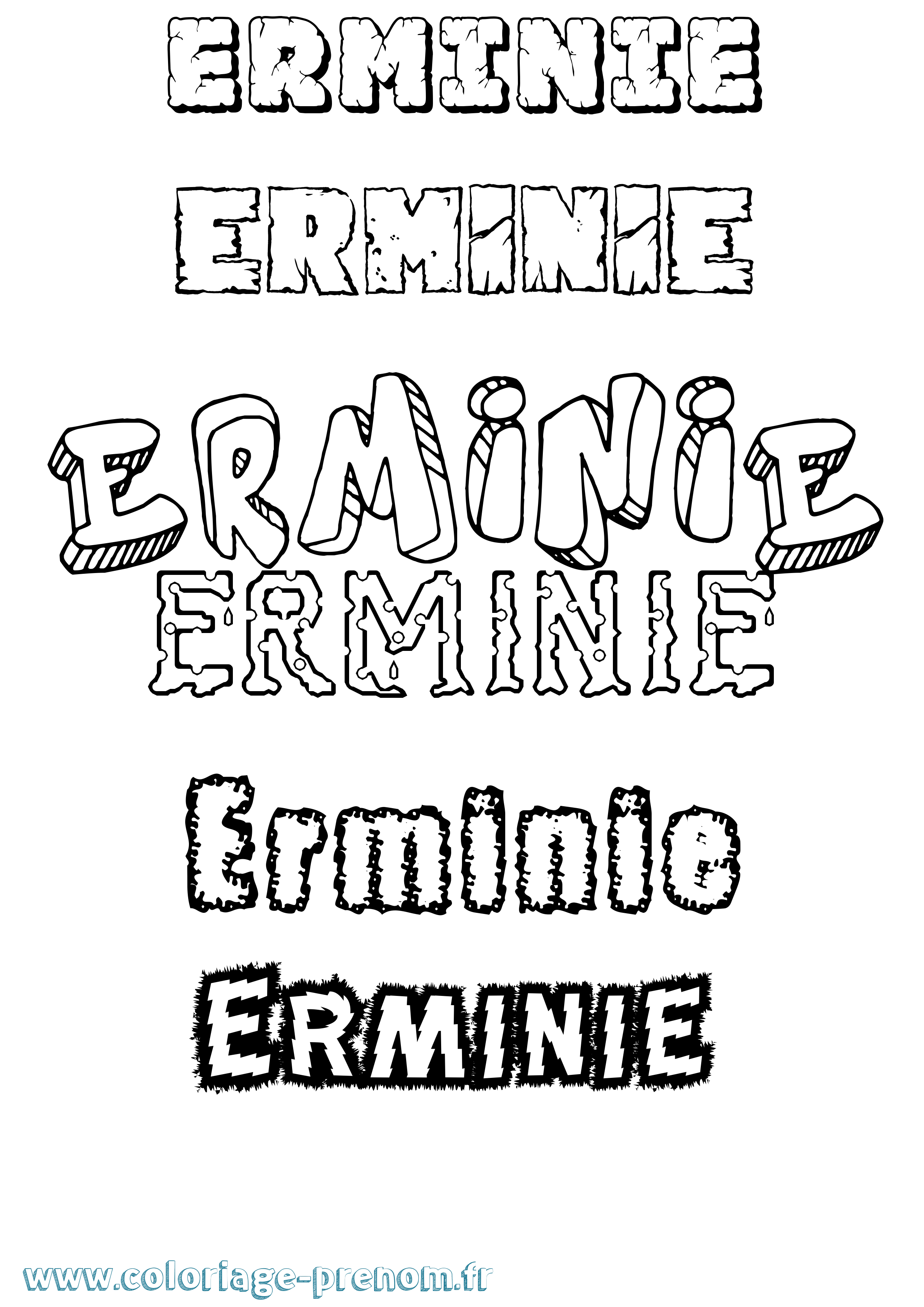 Coloriage Erminie Destructuré Coloriage prénom Erminie Destructuré