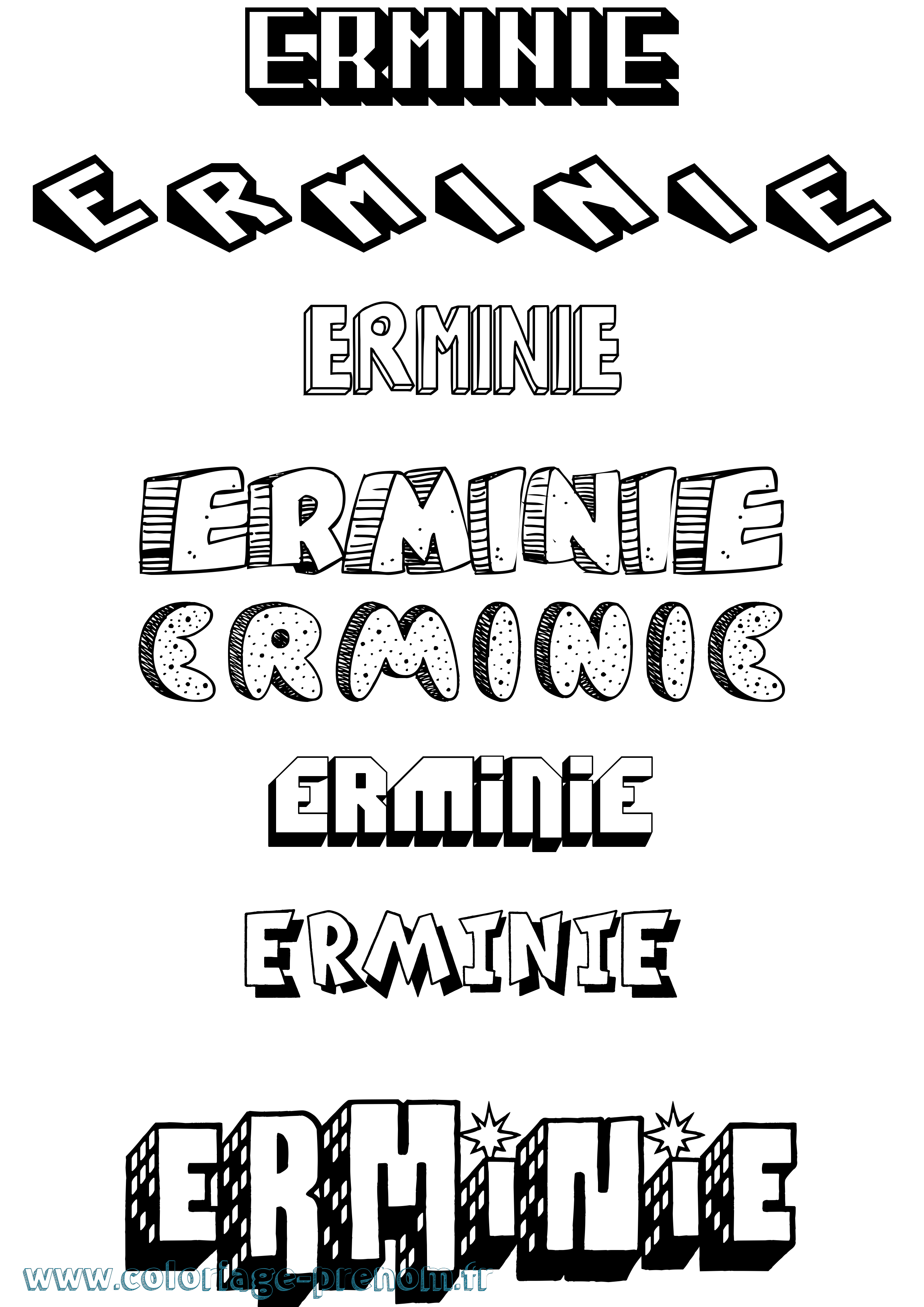 Coloriage Erminie Effet 3D Coloriage prénom Erminie Effet 3D