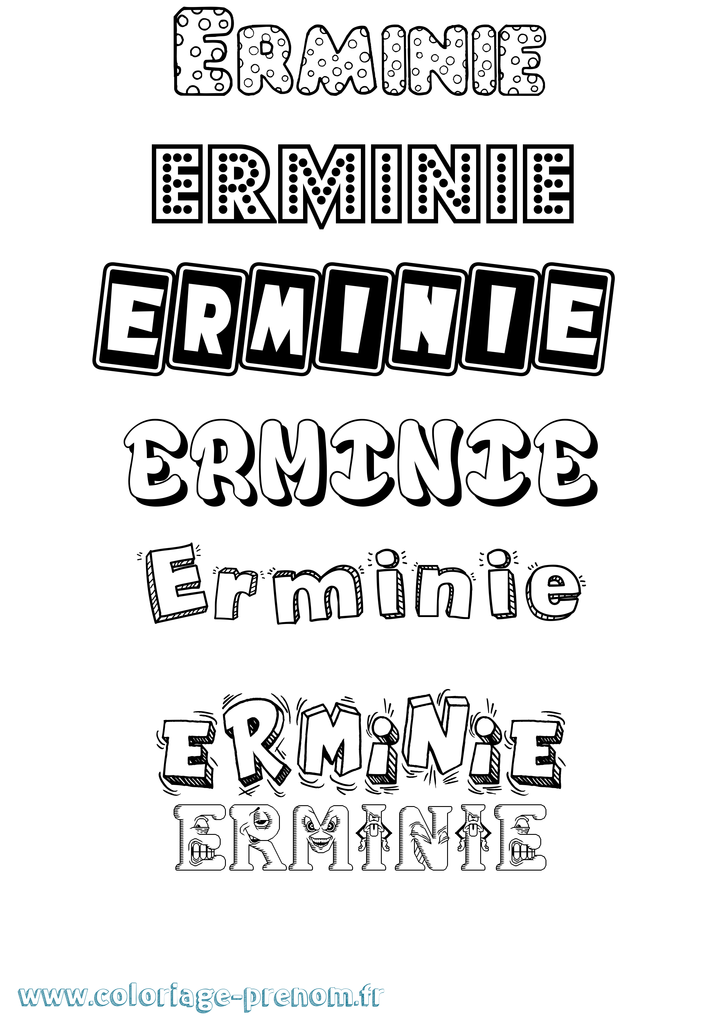 Coloriage Erminie Fun Coloriage prénom Erminie Fun