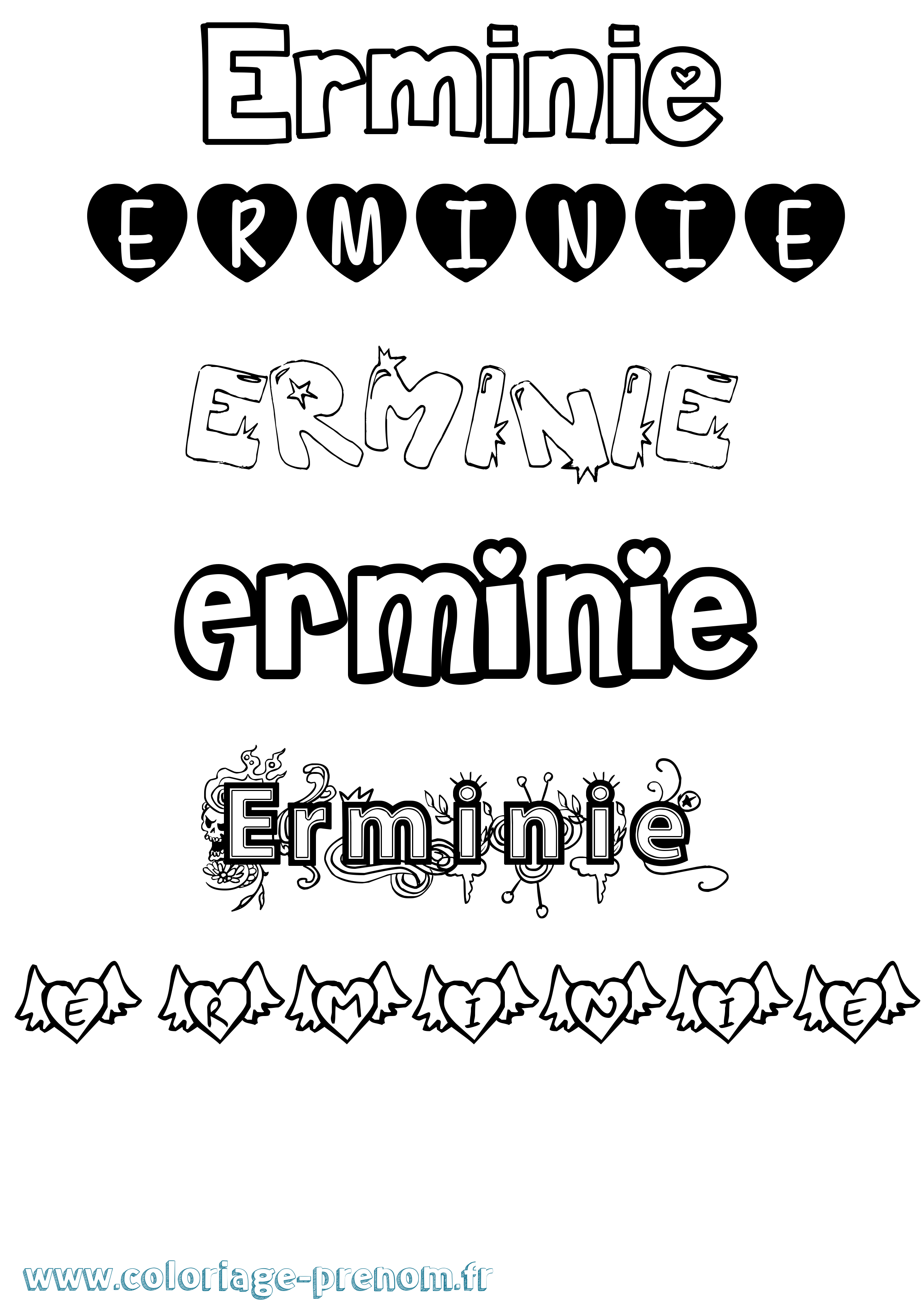 Coloriage Erminie Girly Coloriage prénom Erminie Girly