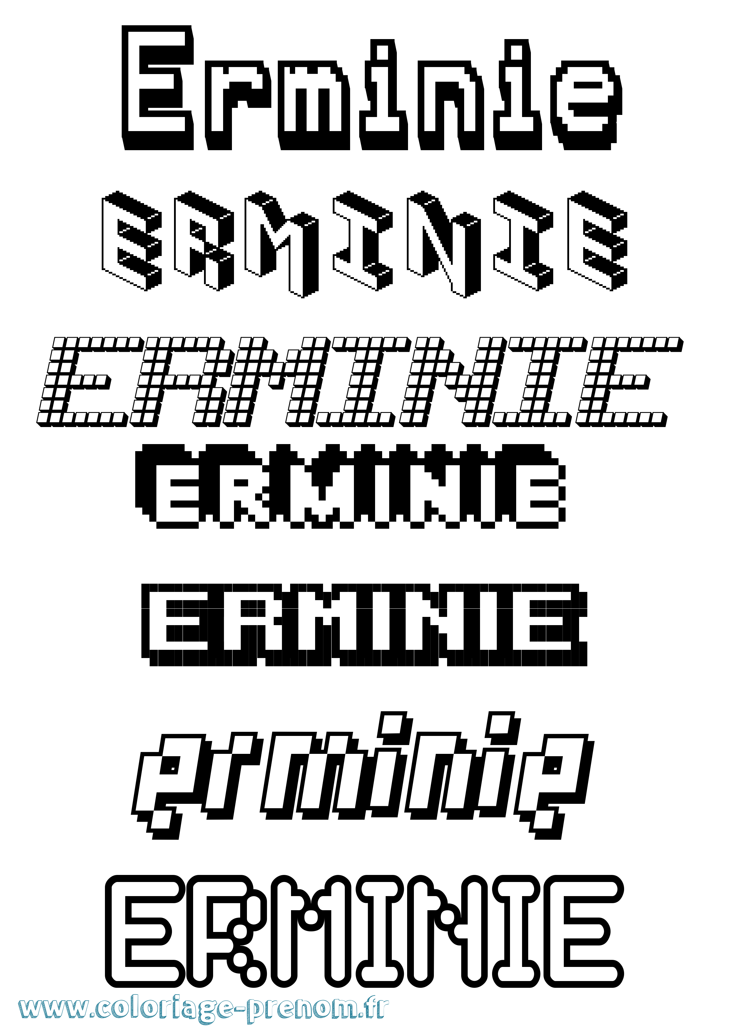 Coloriage Erminie Pixel Coloriage prénom Erminie Pixel