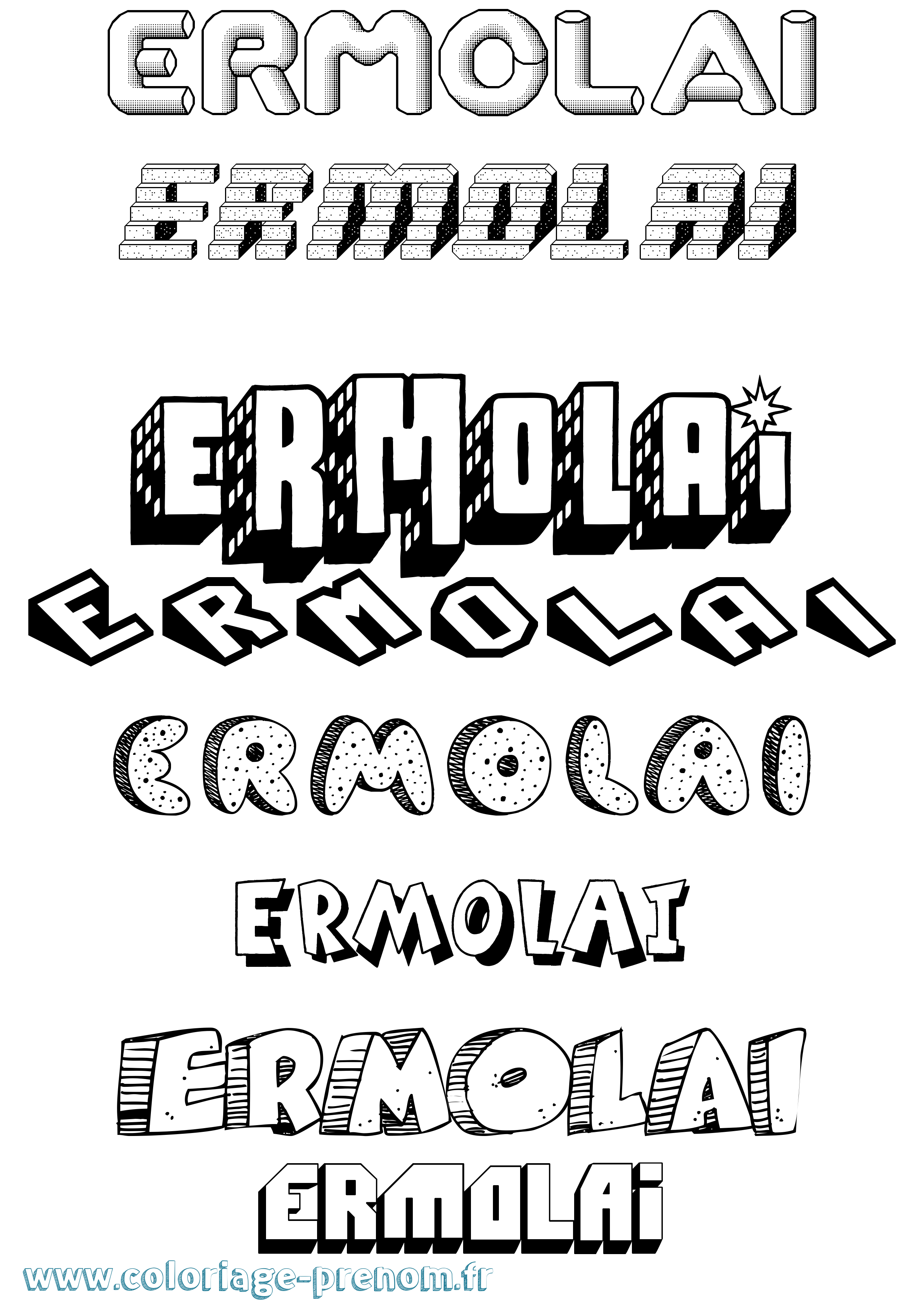 Coloriage Ermolai Effet 3D Coloriage prénom Ermolai Effet 3D
