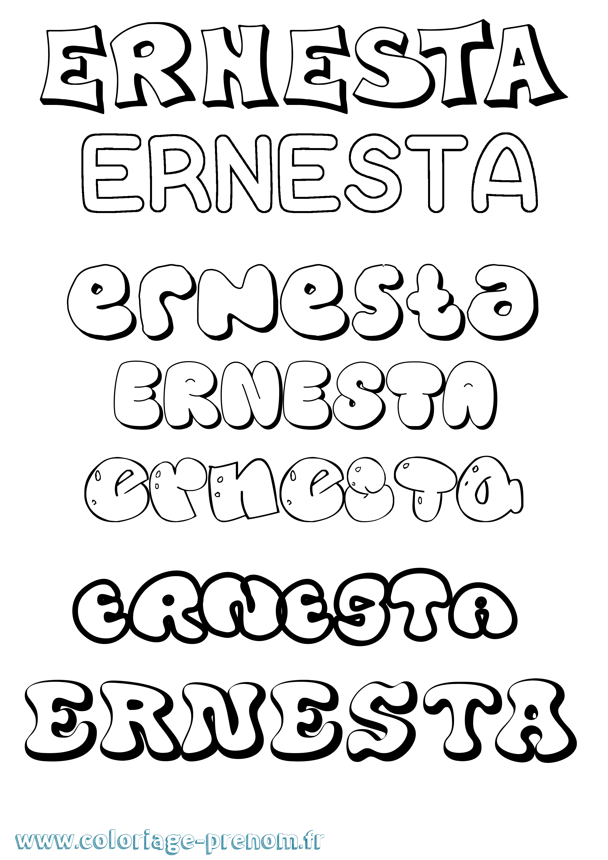 Coloriage Ernesta Bubble Coloriage prénom Ernesta Bubble