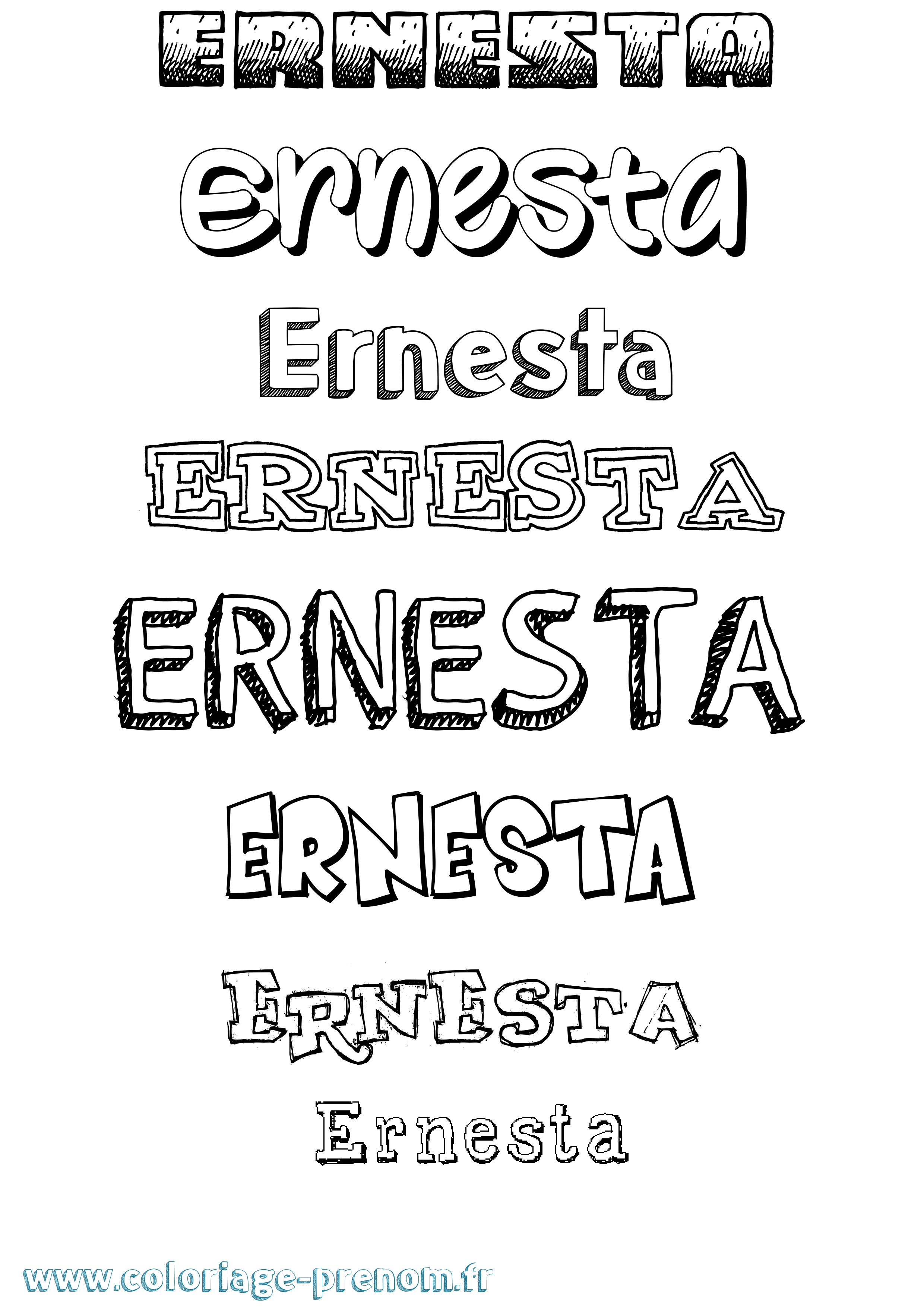 Coloriage Ernesta Dessiné Coloriage prénom Ernesta Dessiné