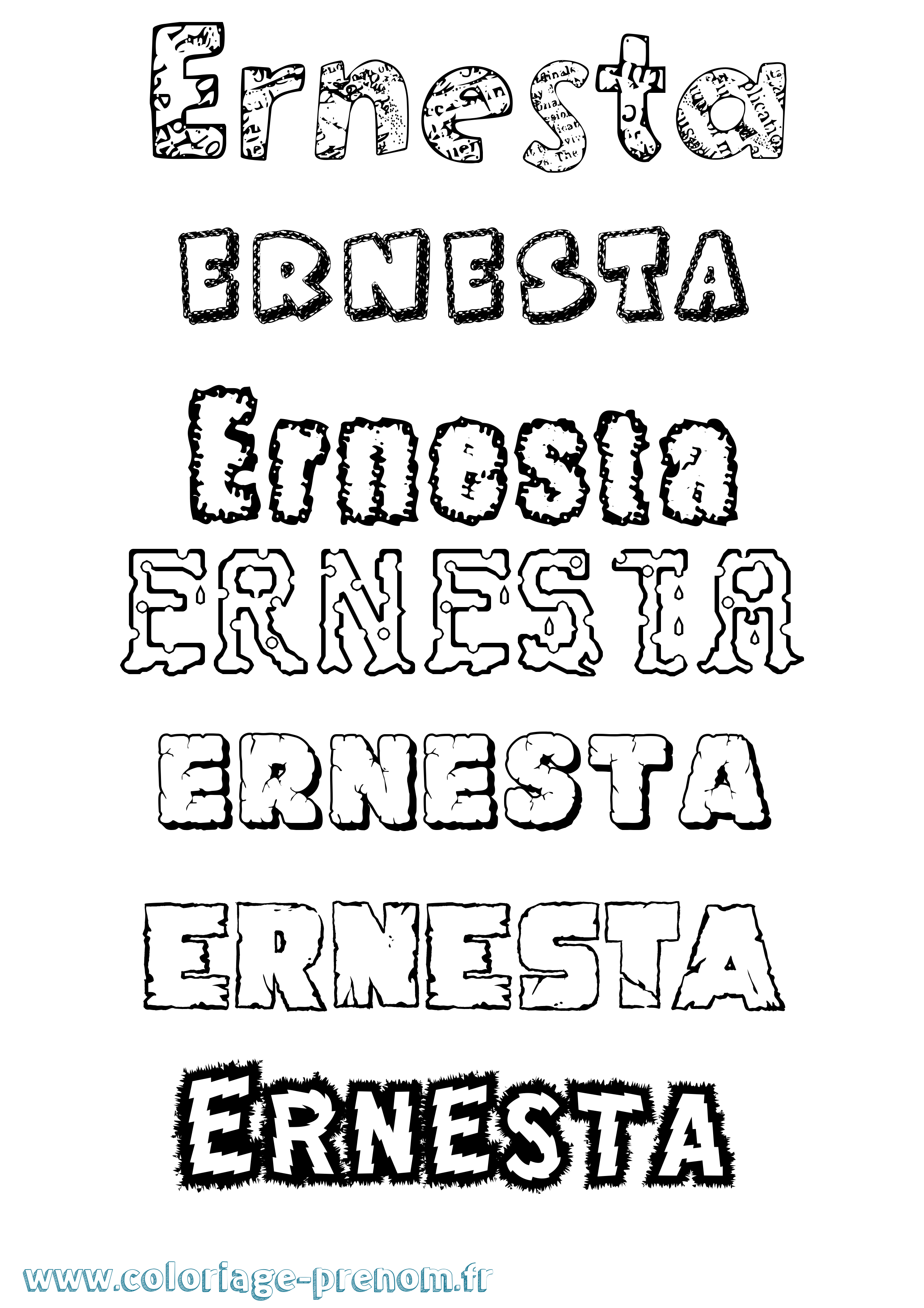Coloriage Ernesta Destructuré Coloriage prénom Ernesta Destructuré