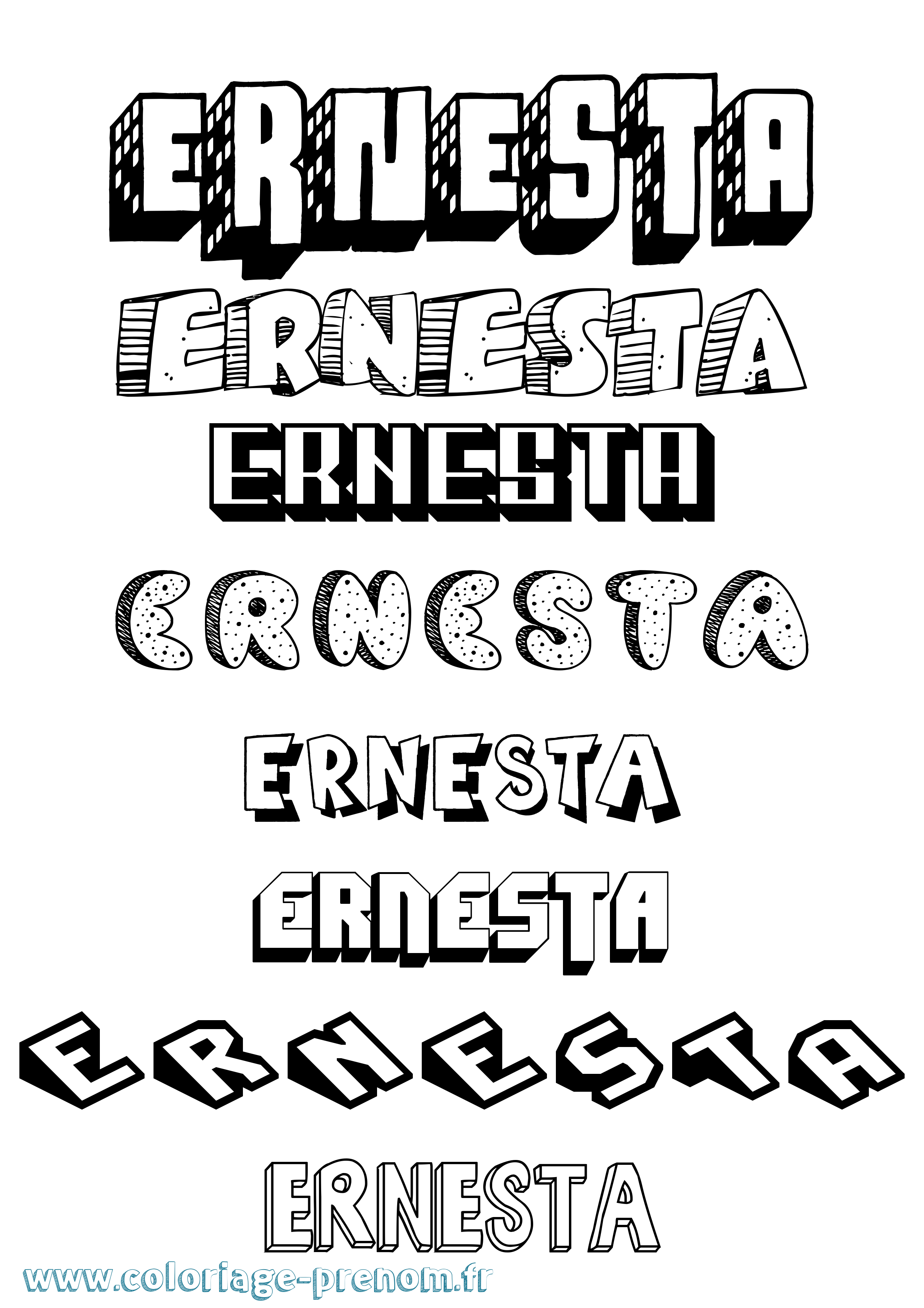 Coloriage Ernesta Effet 3D Coloriage prénom Ernesta Effet 3D