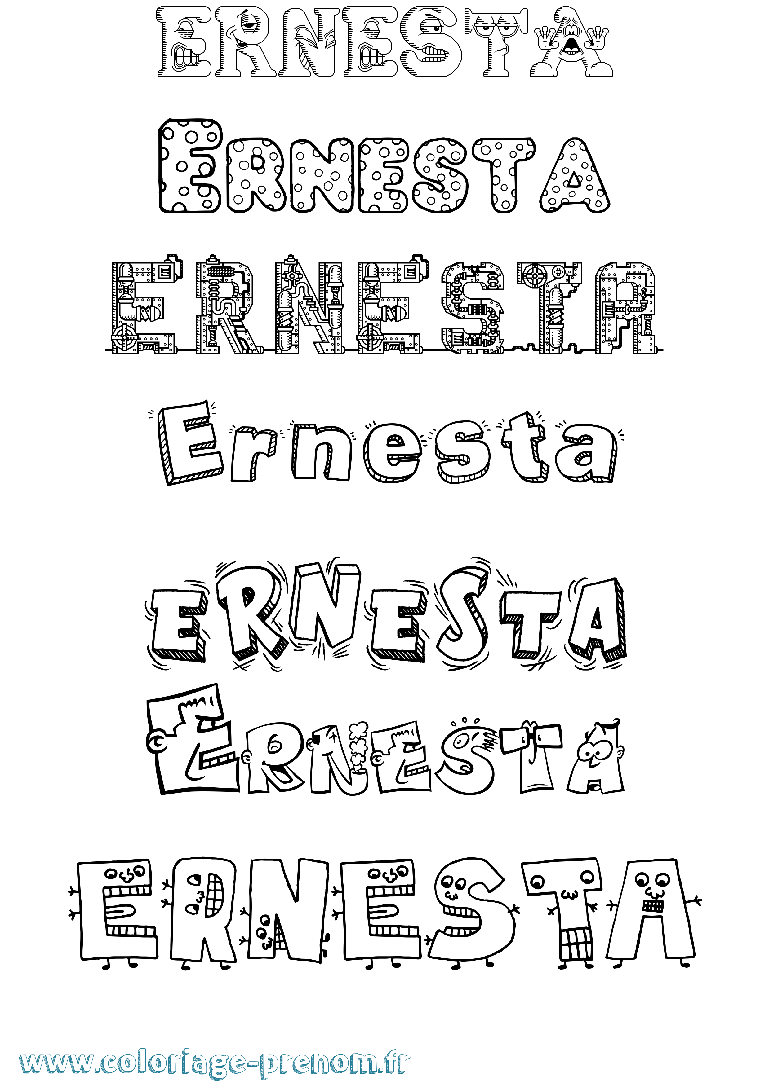 Coloriage Ernesta Fun Coloriage prénom Ernesta Fun