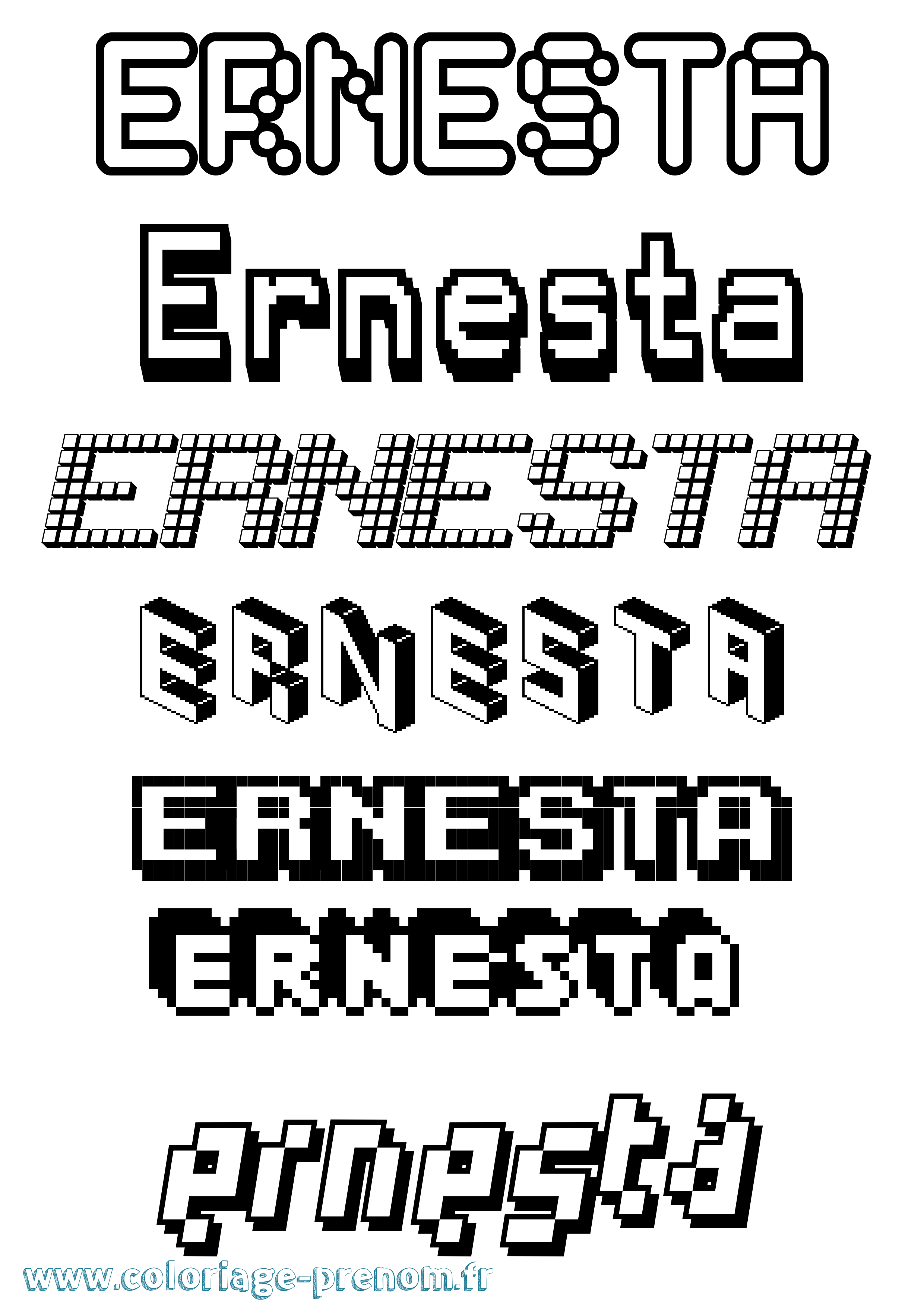 Coloriage Ernesta Pixel Coloriage prénom Ernesta Pixel