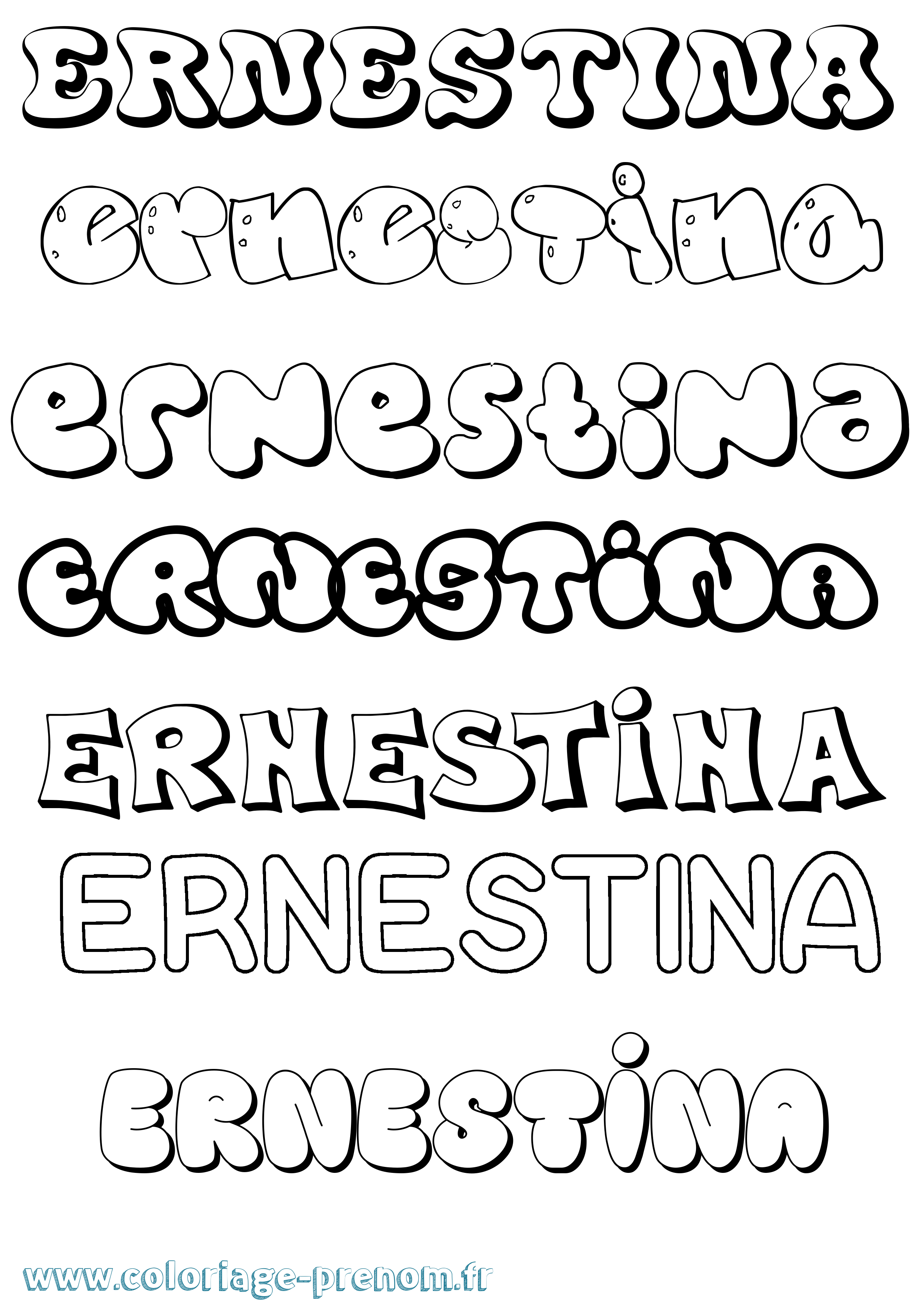 Coloriage Ernestina Bubble Coloriage prénom Ernestina Bubble