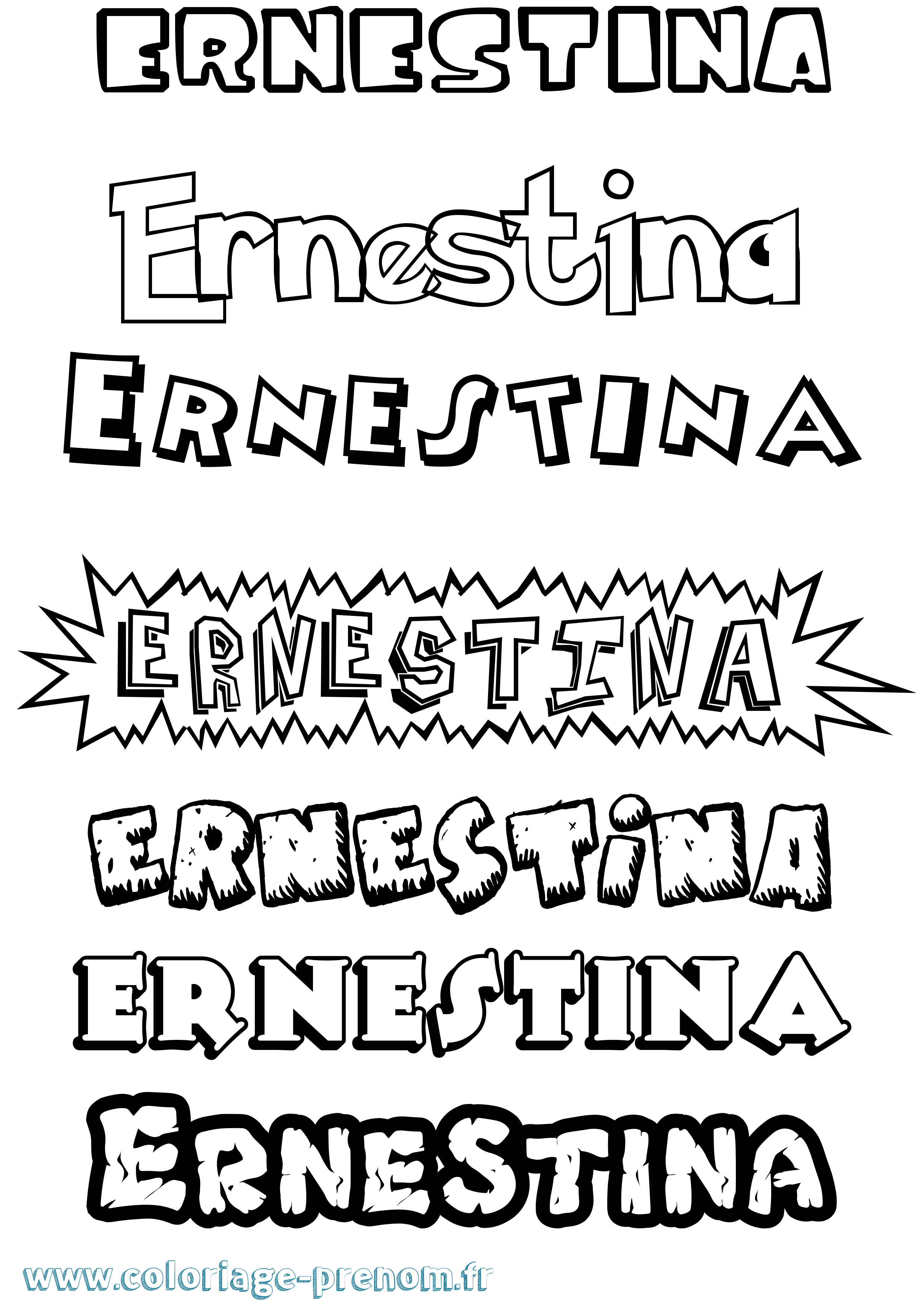 Coloriage Ernestina Dessin Animé Coloriage prénom Ernestina Dessin Animé
