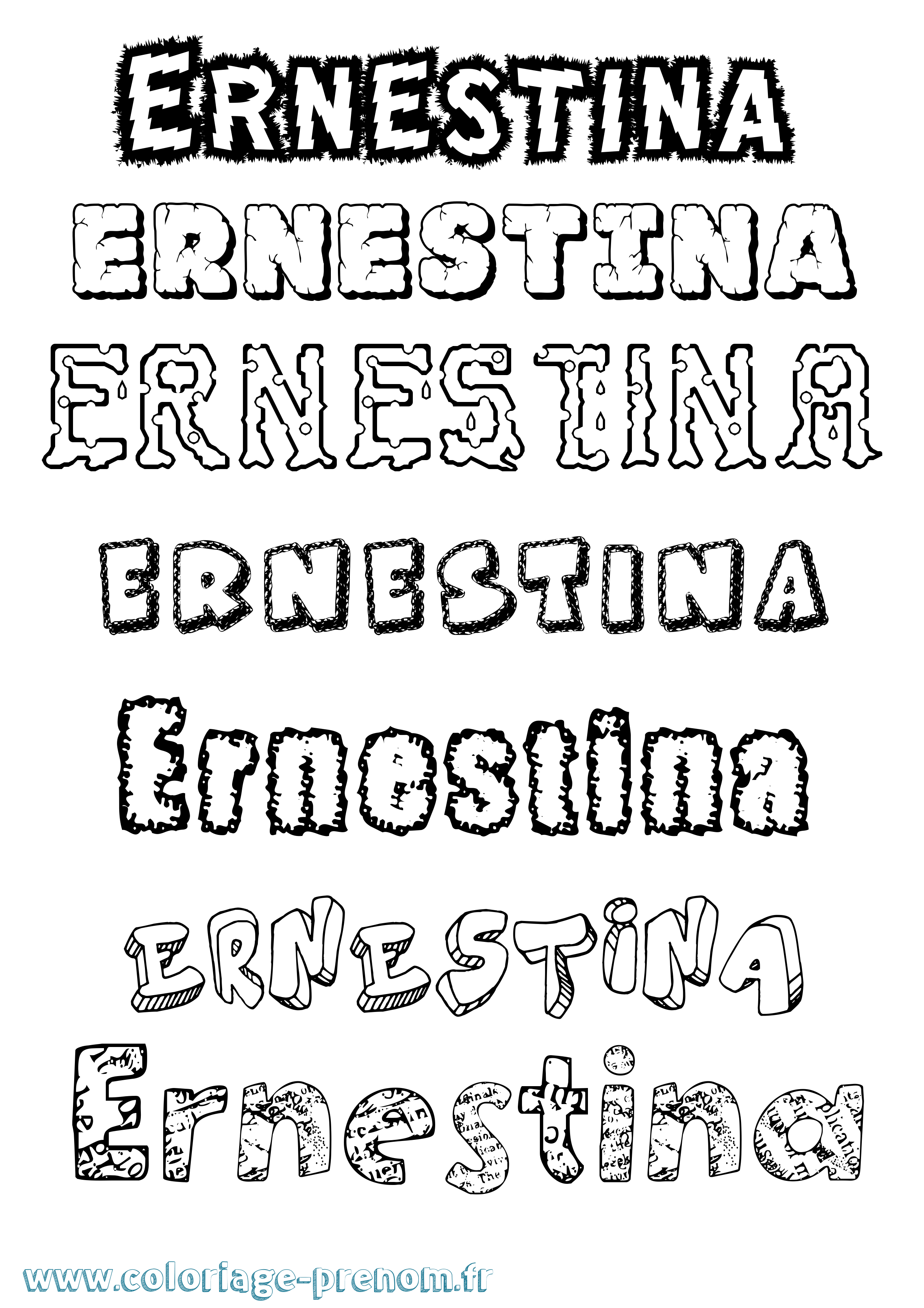 Coloriage Ernestina Destructuré Coloriage prénom Ernestina Destructuré