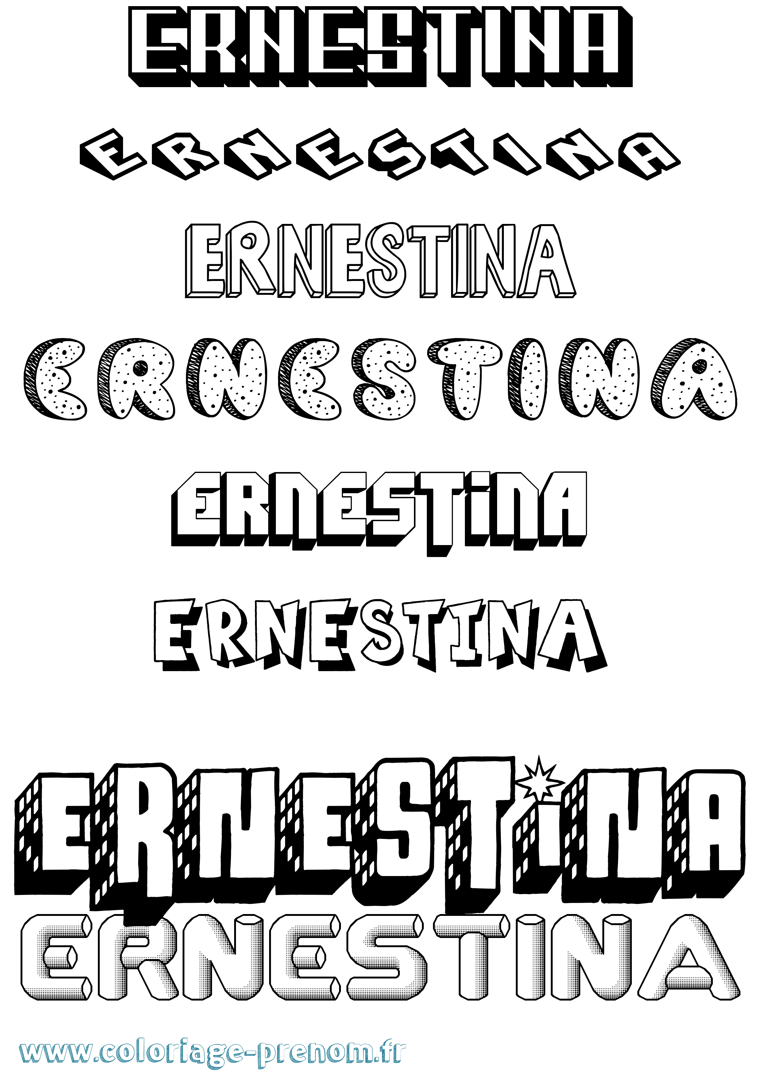 Coloriage Ernestina Effet 3D Coloriage prénom Ernestina Effet 3D