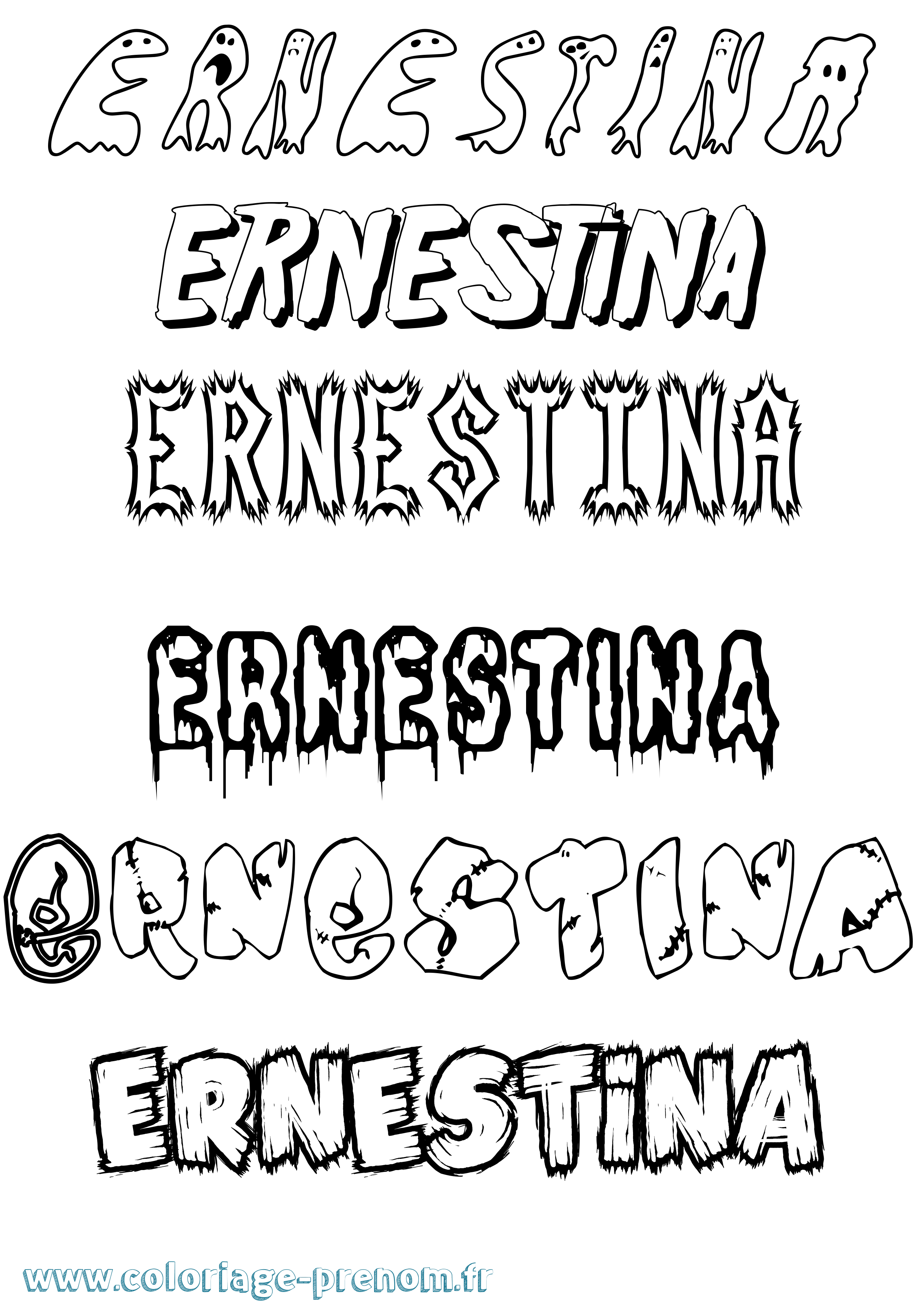 Coloriage Ernestina Frisson Coloriage prénom Ernestina Frisson