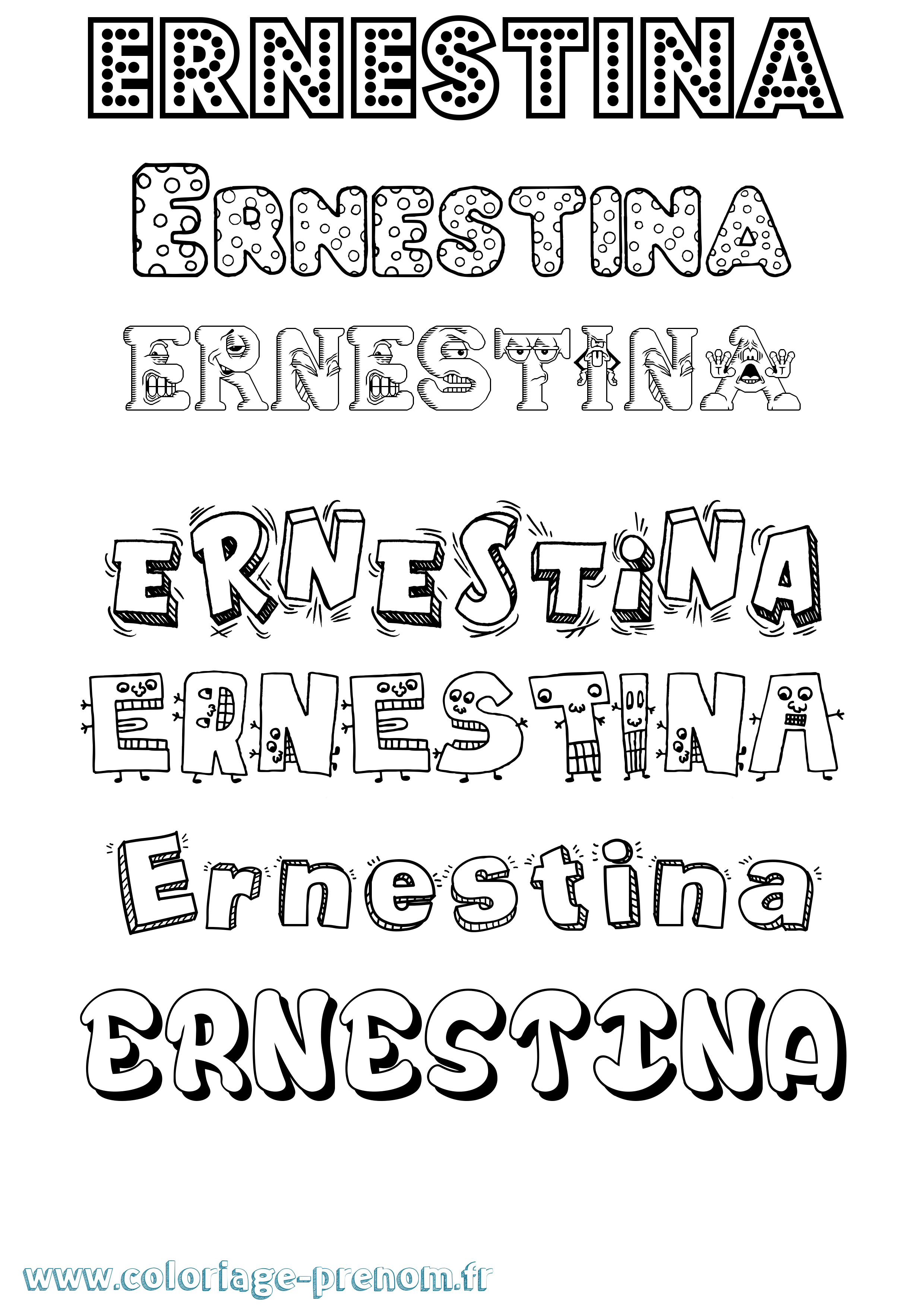 Coloriage Ernestina Fun Coloriage prénom Ernestina Fun