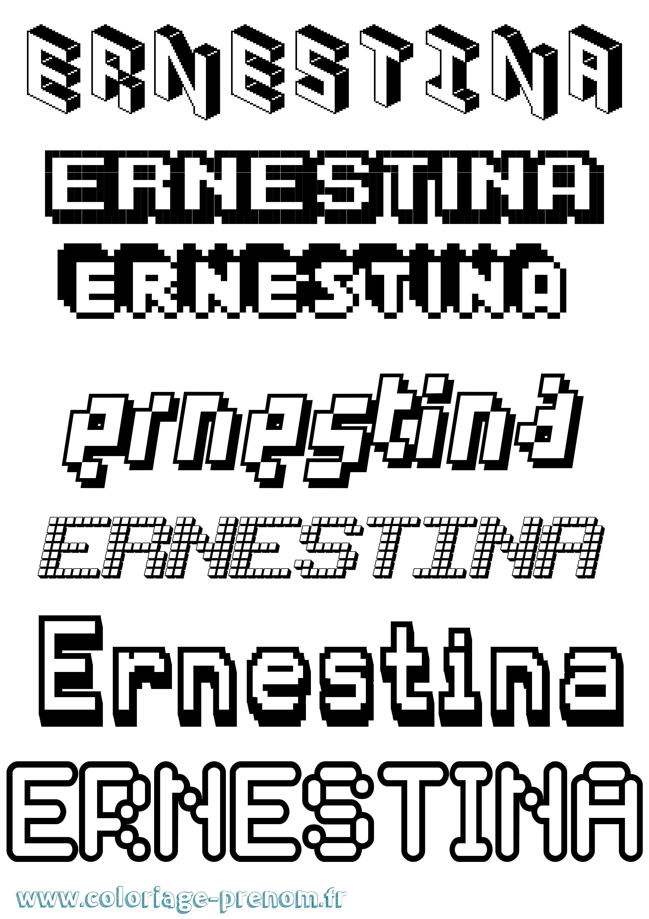 Coloriage Ernestina Pixel Coloriage prénom Ernestina Pixel