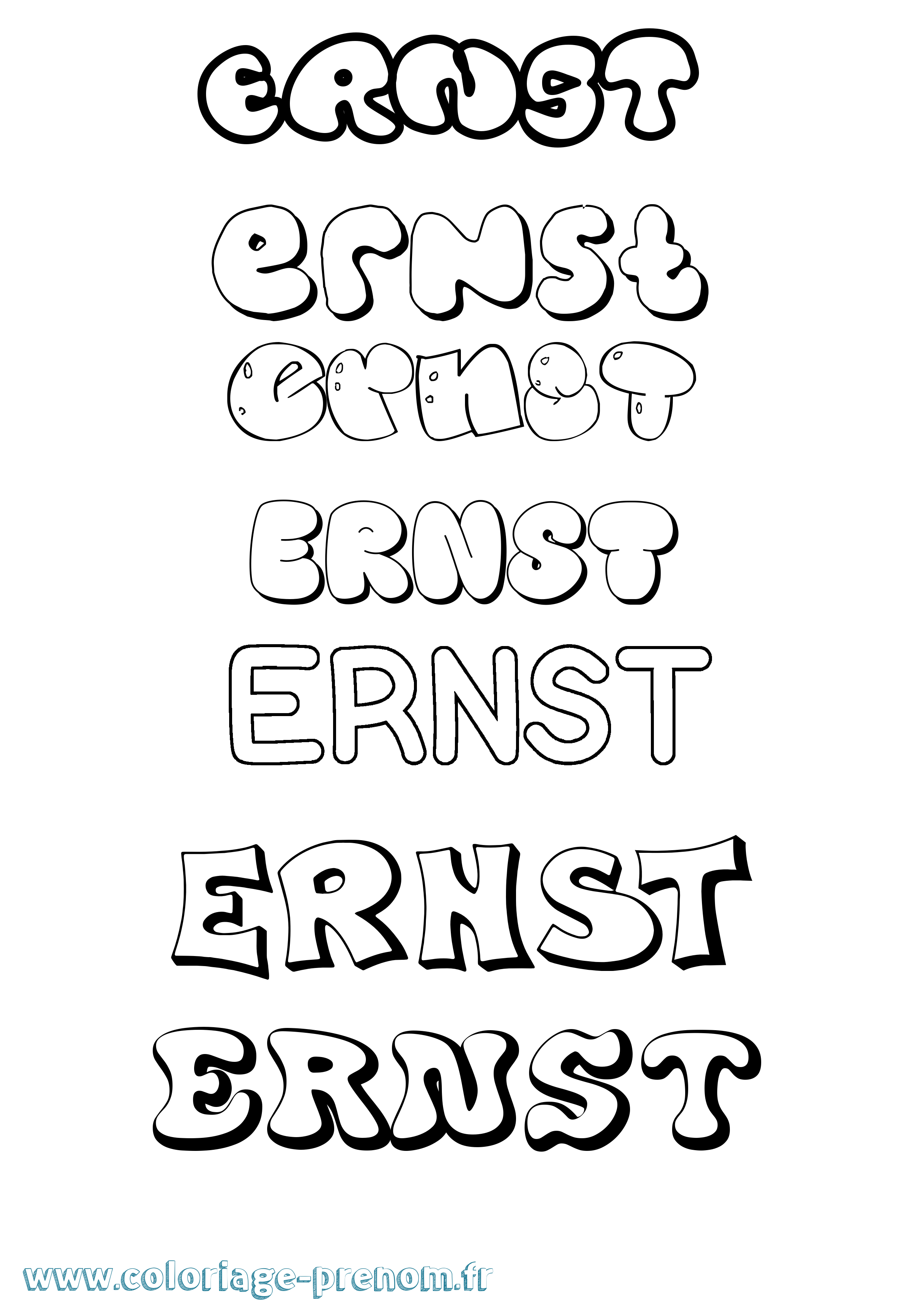 Coloriage Ernst Bubble Coloriage prénom Ernst Bubble