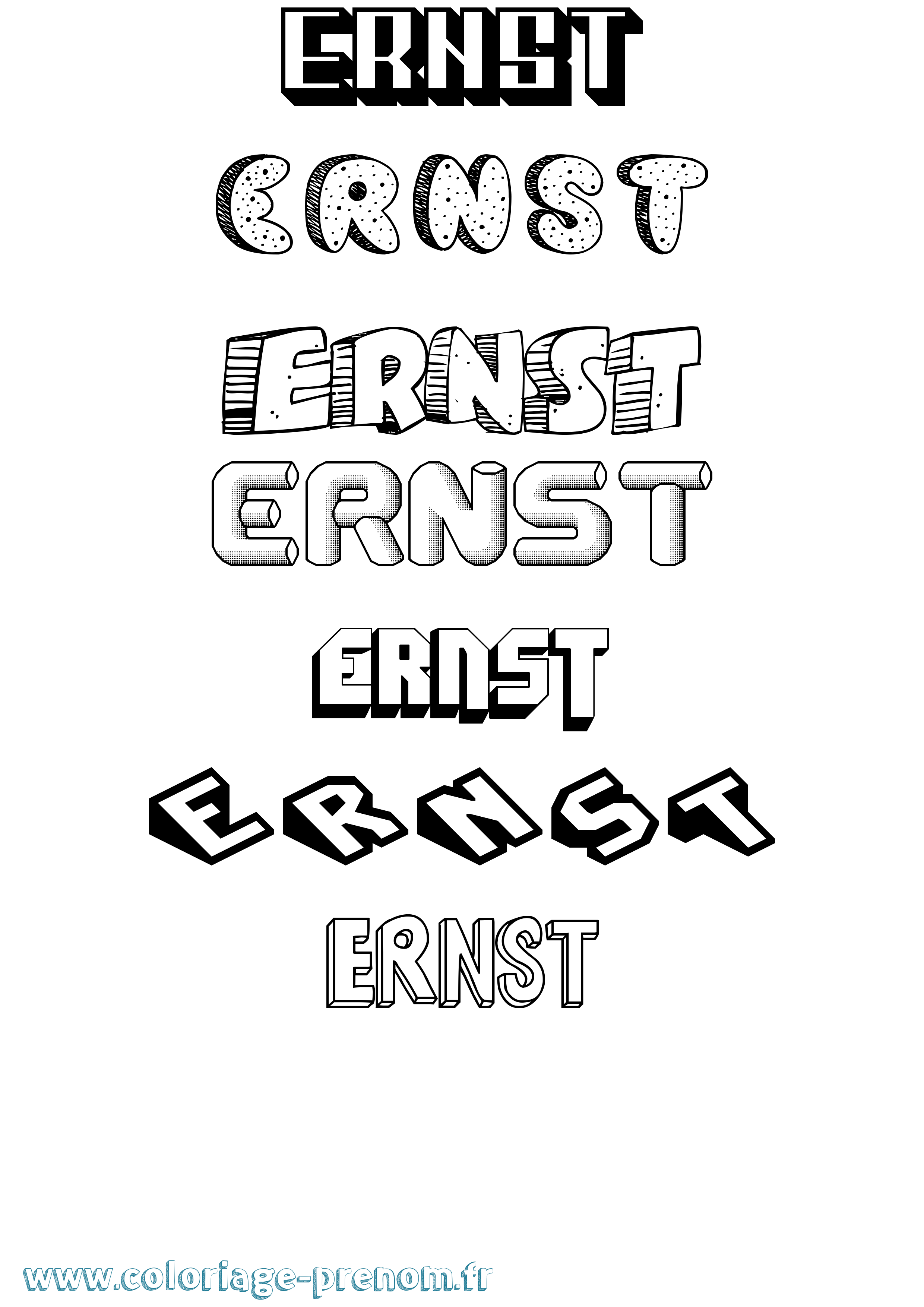 Coloriage Ernst Effet 3D Coloriage prénom Ernst Effet 3D