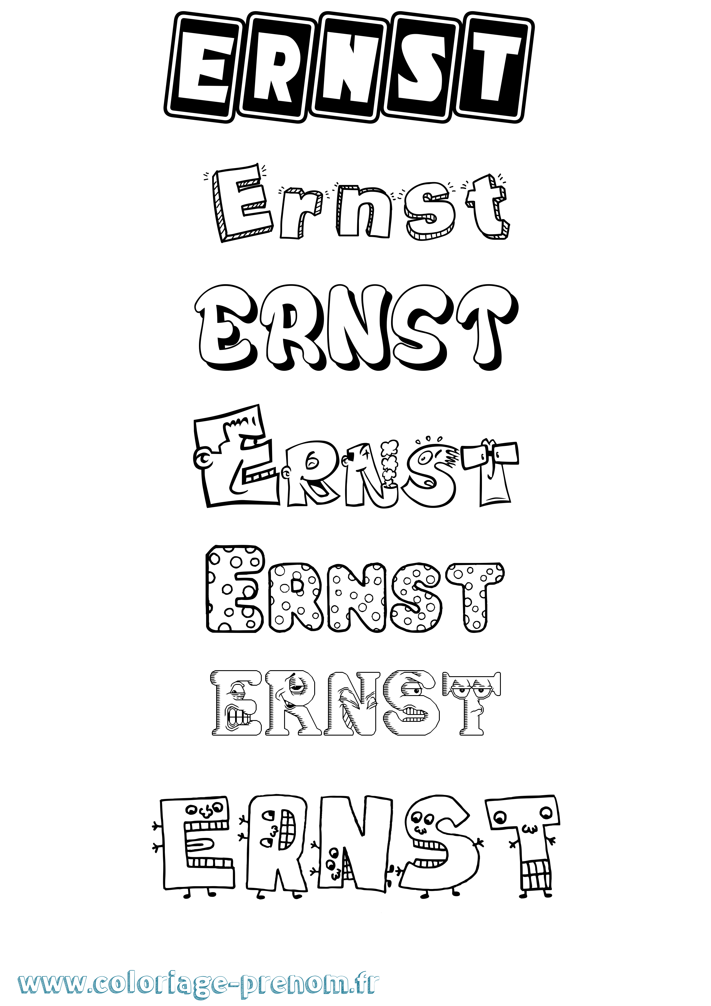 Coloriage Ernst Fun Coloriage prénom Ernst Fun